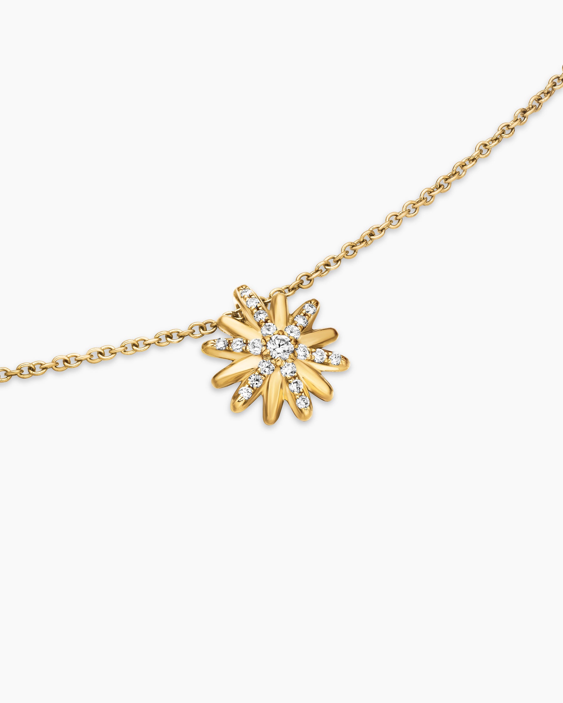 Petite Starburst Pendant Necklace in 18K Yellow Gold with Diamonds, 10.5mm - Image 5