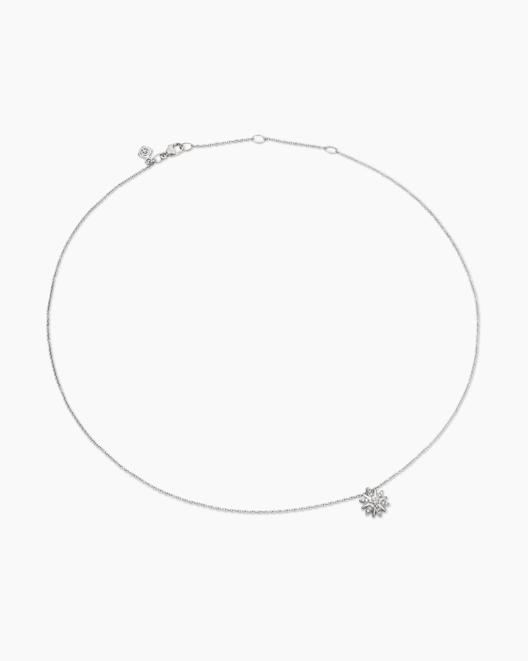 Petite Starburst Pendant Necklace in Sterling Silver with Diamonds, 10.5mm - Image 3