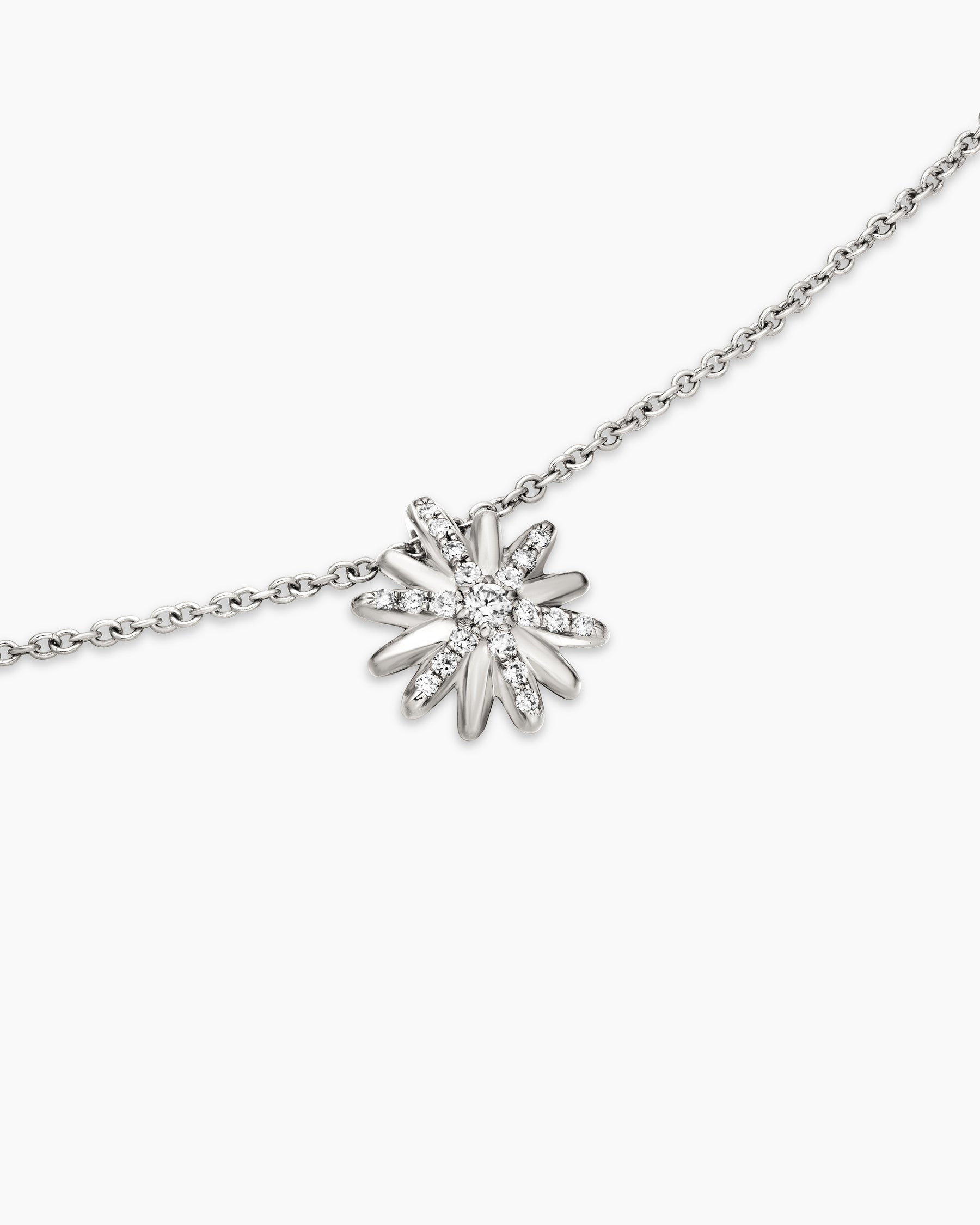 Petite Starburst Pendant Necklace in Sterling Silver with Diamonds, 10.5mm - Image 5