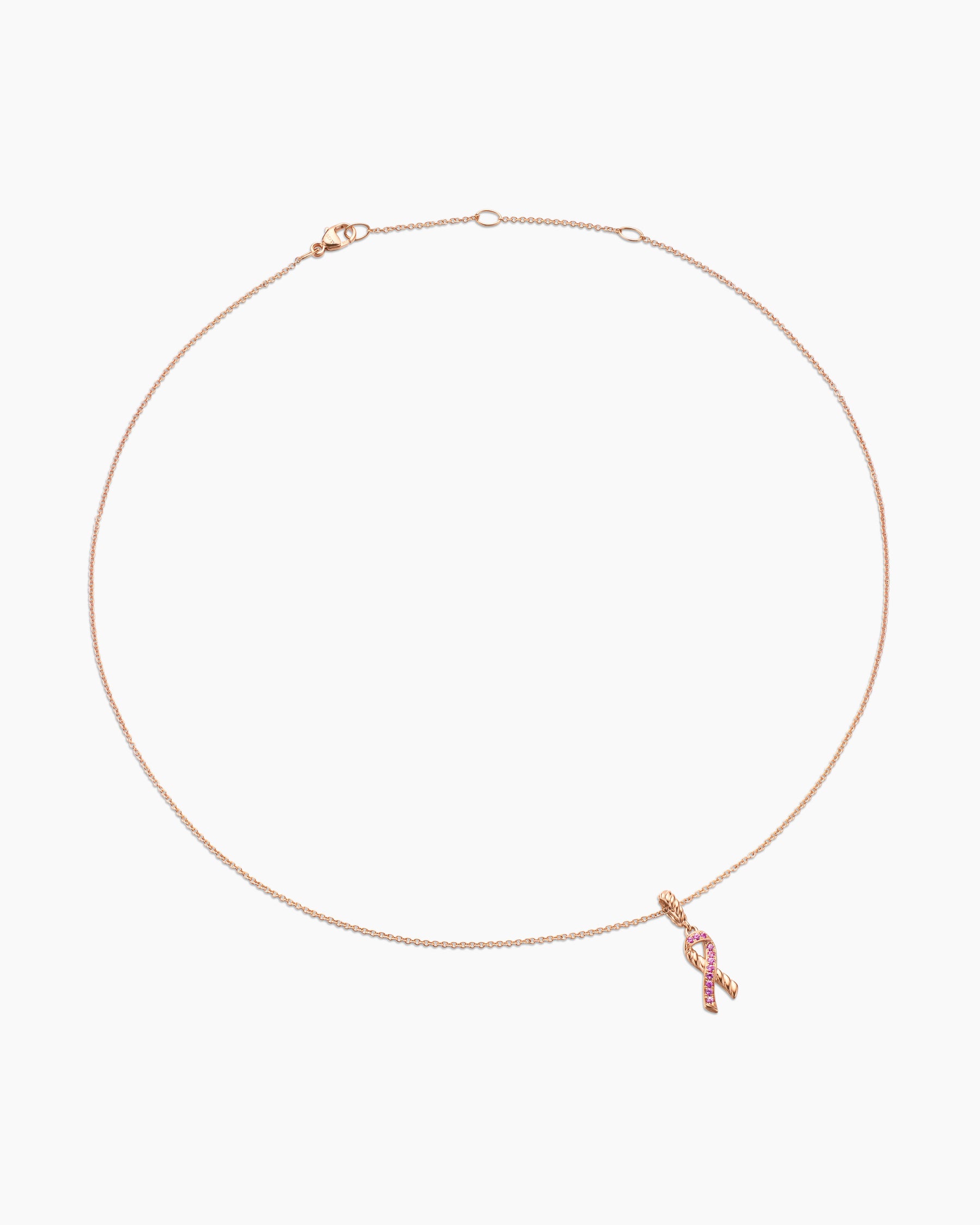 Cable Collectibles Ribbon Necklace in 18K Rose Gold with Pavé Pink Sapphires, 15.7mm - Image 3