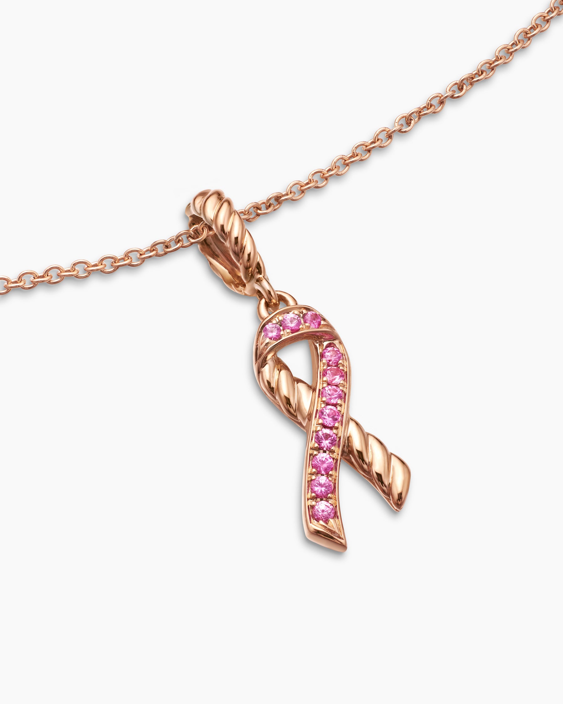 Cable Collectibles Ribbon Necklace in 18K Rose Gold with Pavé Pink Sapphires, 15.7mm - Image 5