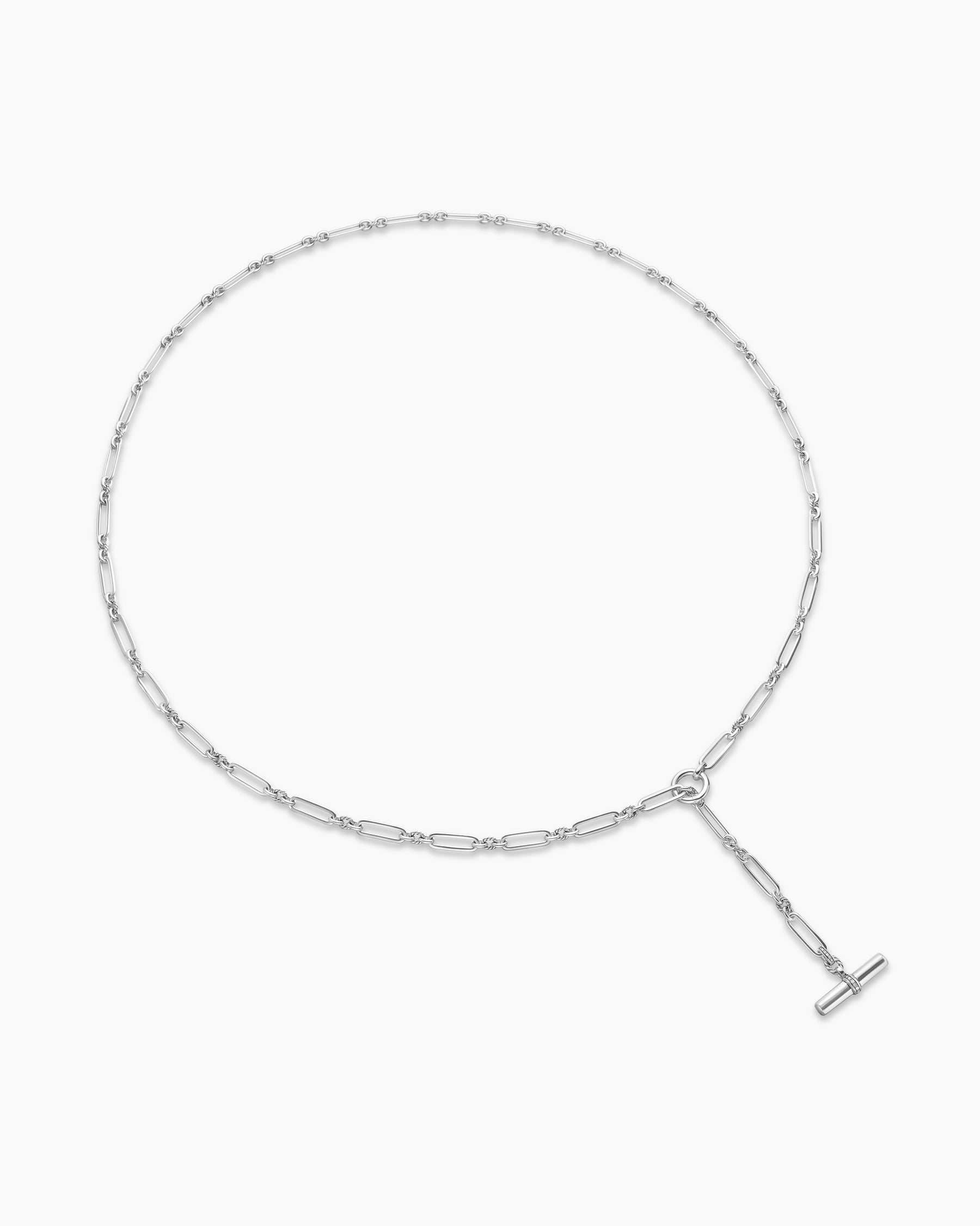 Lexington Y Chain Necklace in Sterling Silver with Diamonds, 6.5mm - Image 3