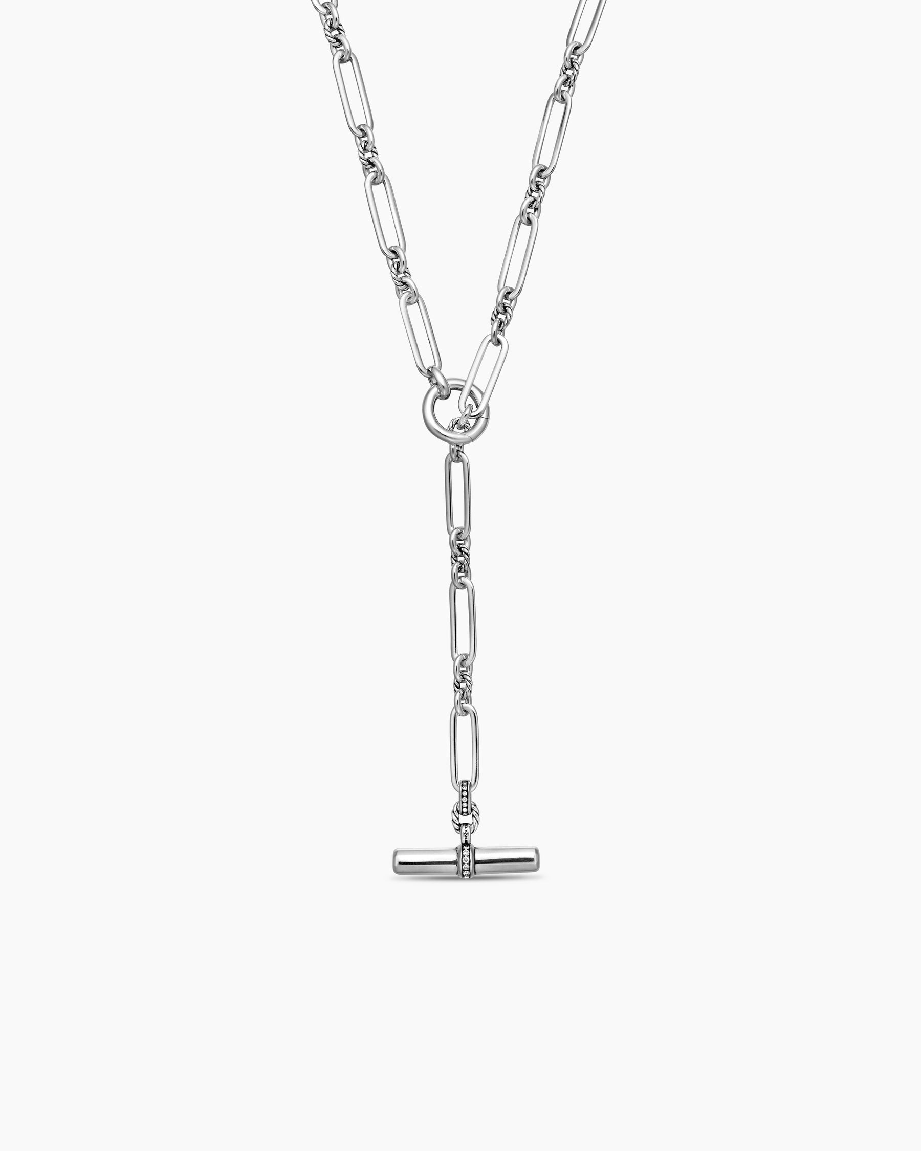 Lexington Y Chain Necklace in Sterling Silver with Diamonds, 6.5mm - Image 4