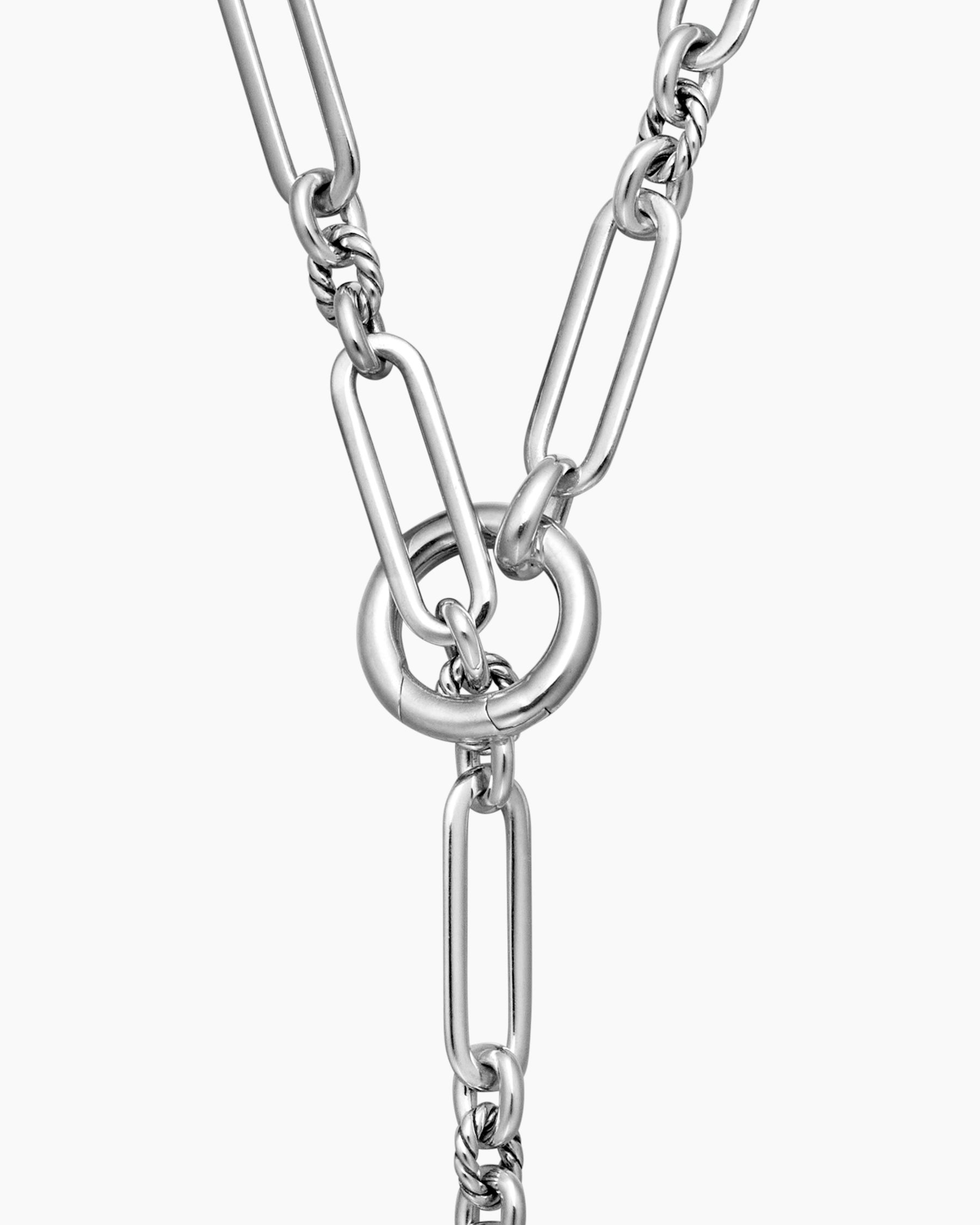 Lexington Y Chain Necklace in Sterling Silver with Diamonds, 6.5mm - Image 5