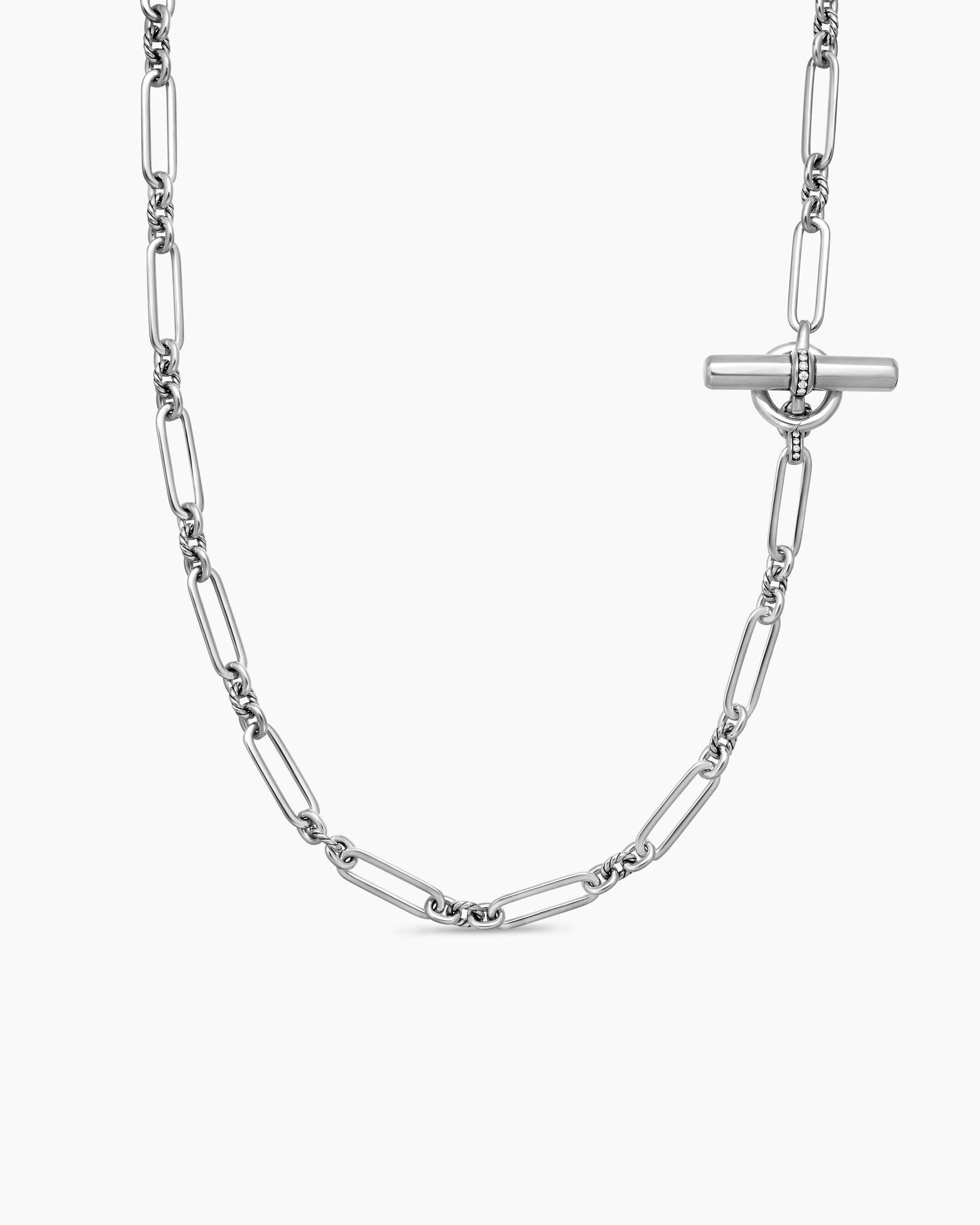 Lexington Y Chain Necklace in Sterling Silver with Diamonds, 6.5mm - Image 6
