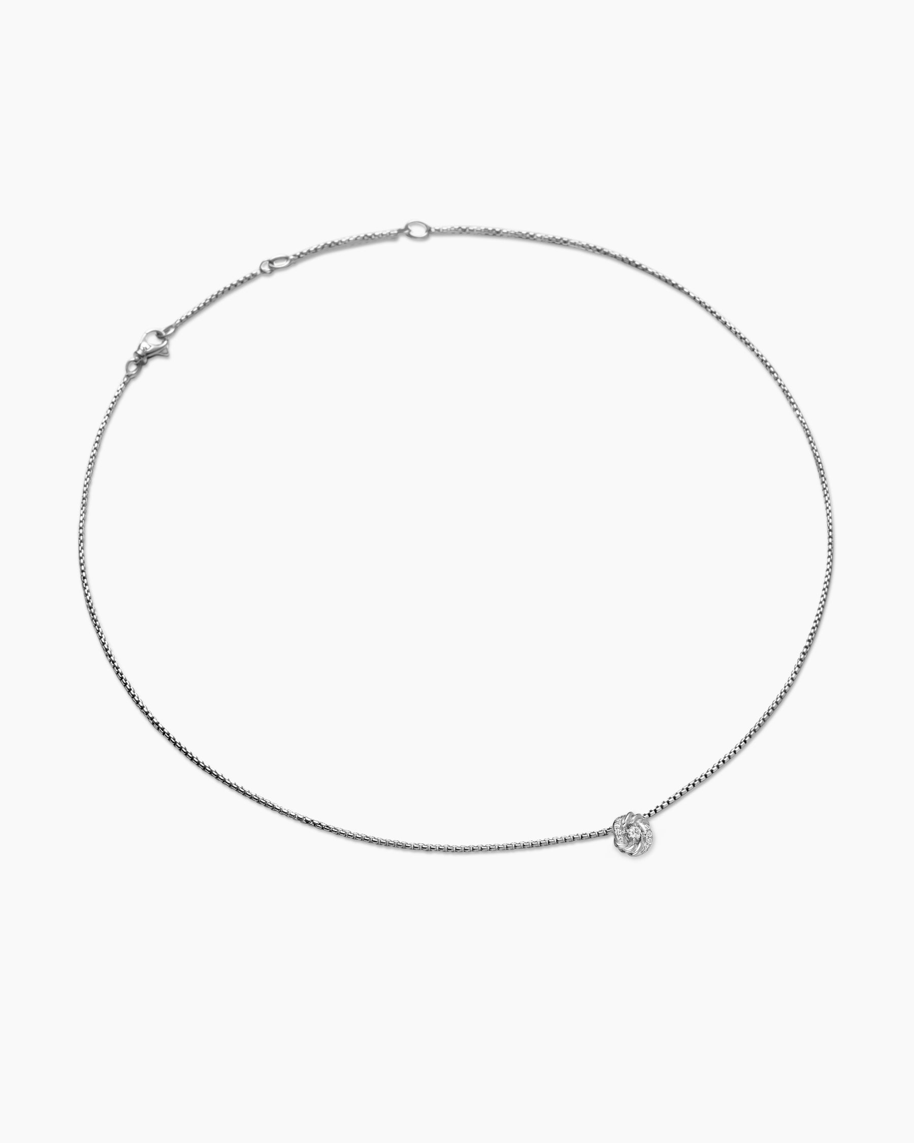 Alternative view of Petite Infinity Pendant Necklace in Sterling Silver with Diamonds, 8mm