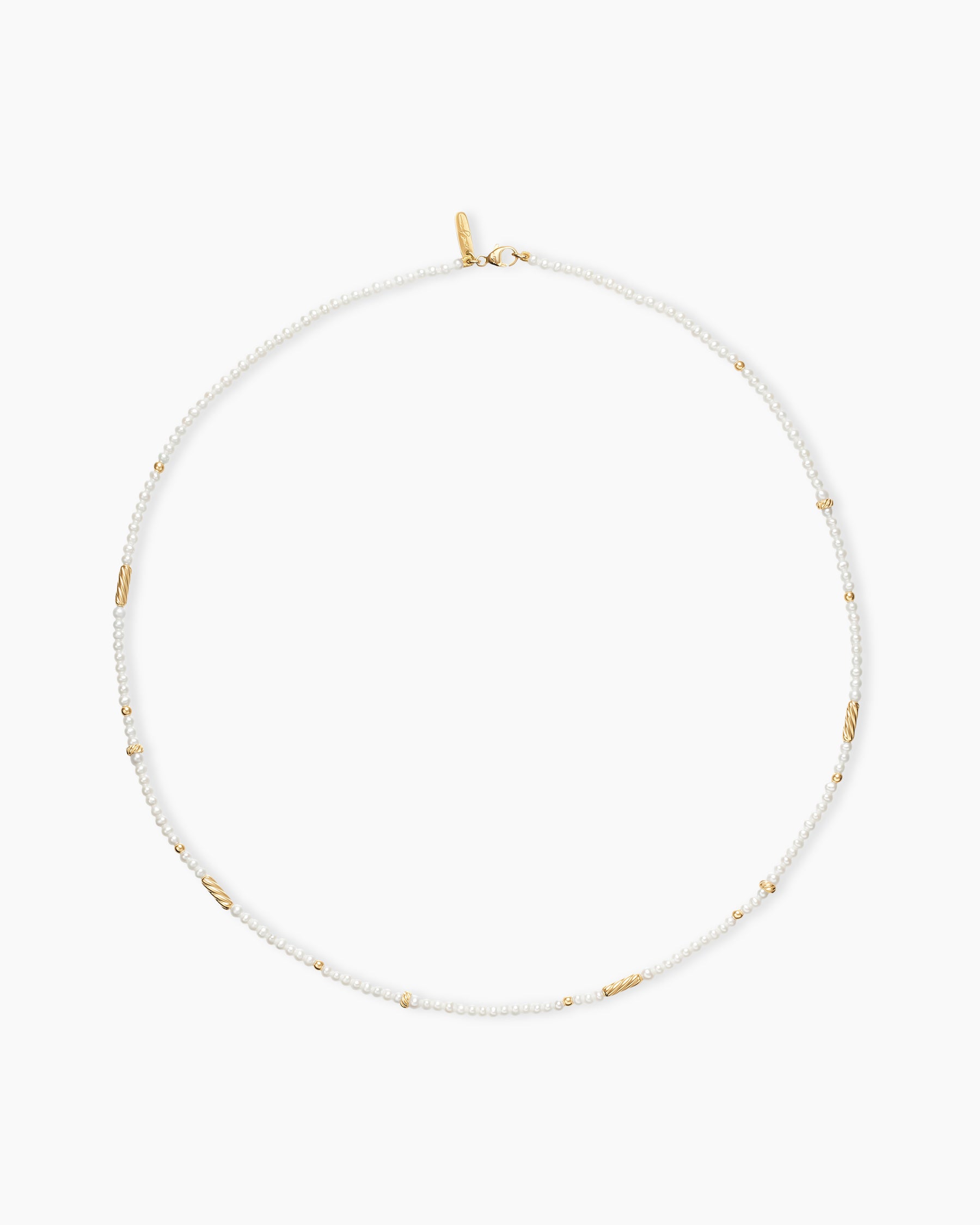 Color Bead Necklace in 18K Yellow Gold with Pearls, 4mm - Image 4