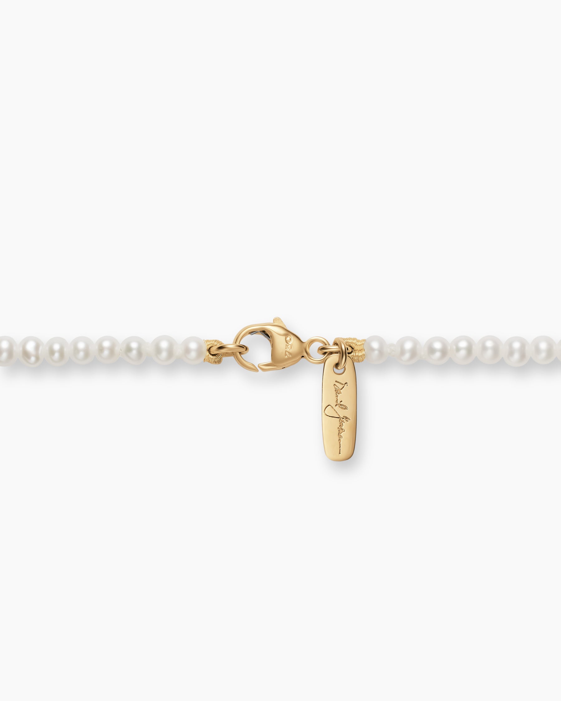 Color Bead Necklace in 18K Yellow Gold with Pearls, 4mm - Image 5