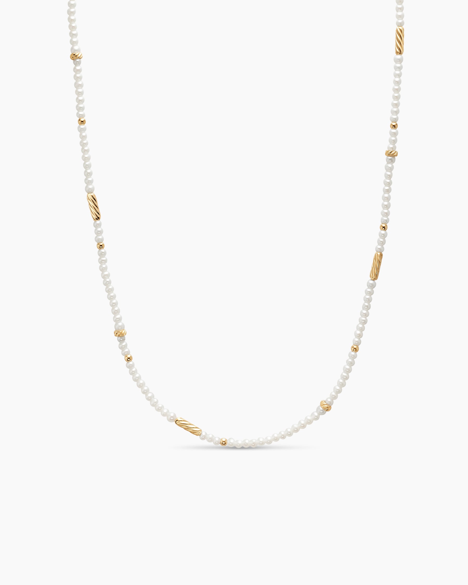 Color Bead Necklace in 18K Yellow Gold with Pearls, 4mm