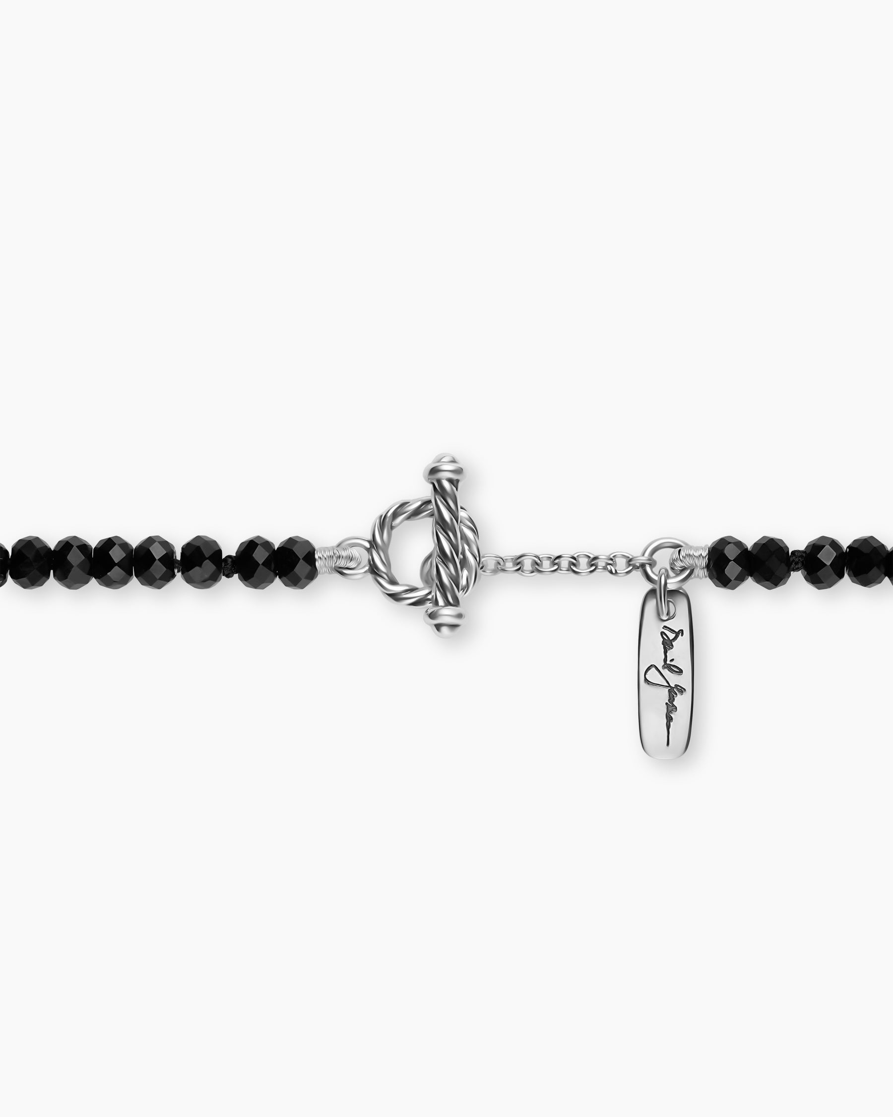 Color Bead Necklace in Sterling Silver with 18K Yellow Gold Accents, Black Onyx and Opal, 4mm - Image 5