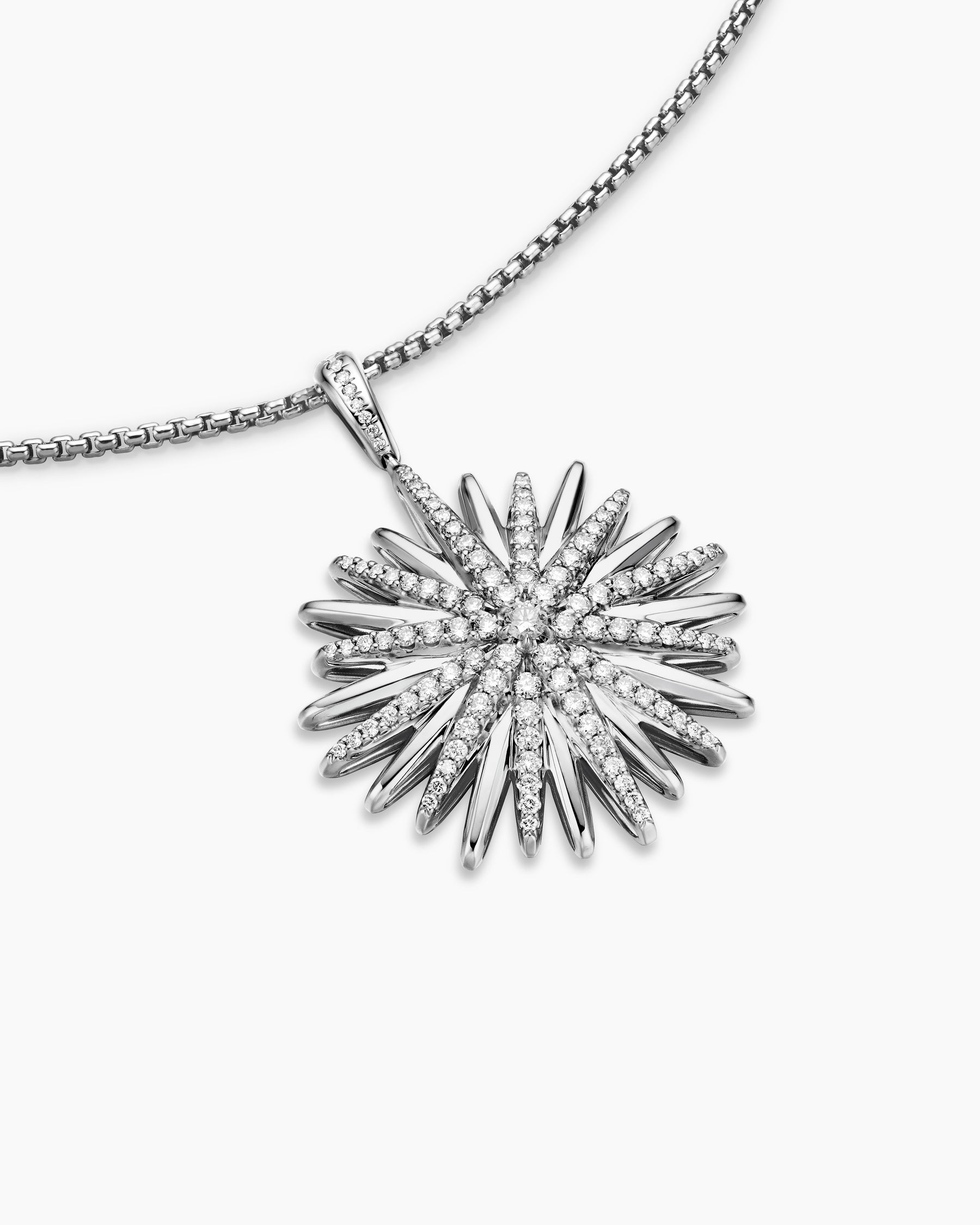 Starburst Pendant in Sterling Silver with Diamonds, 32mm - Image 5