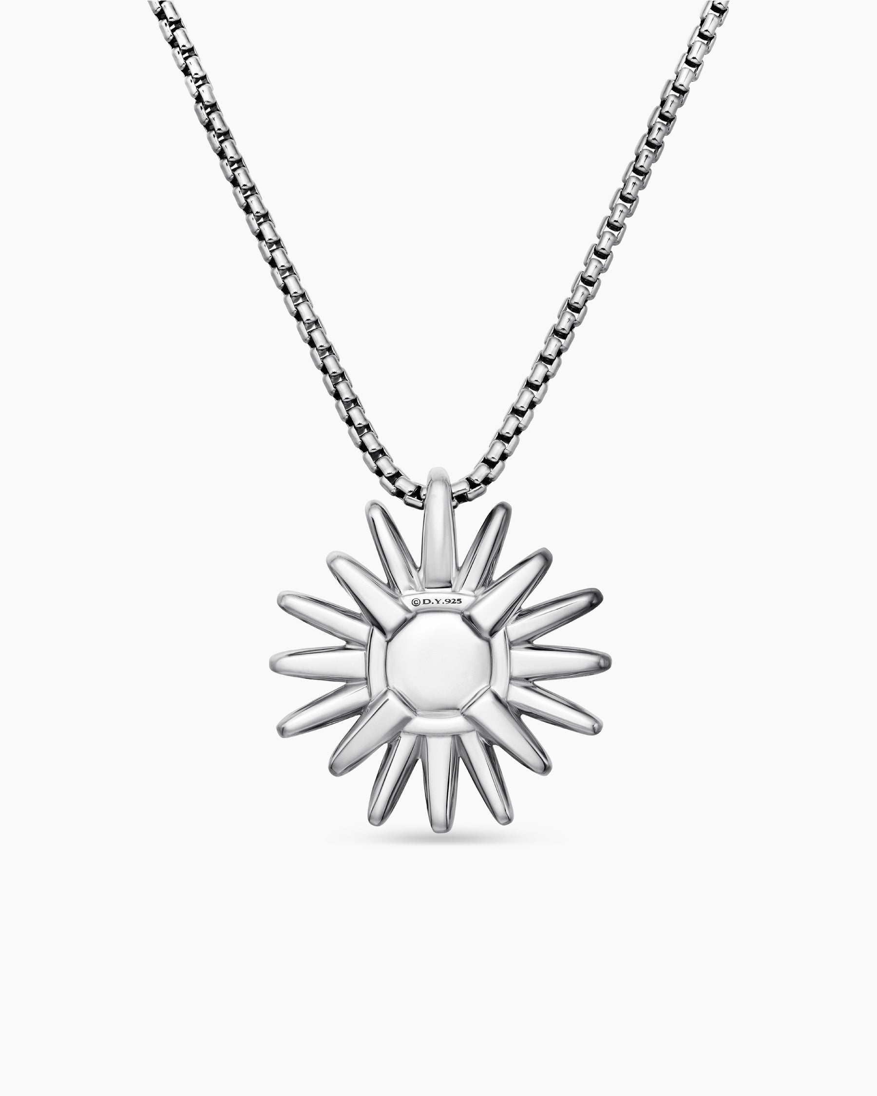 Starburst Pendant Necklace in Sterling Silver with Diamonds, 19mm - Image 4