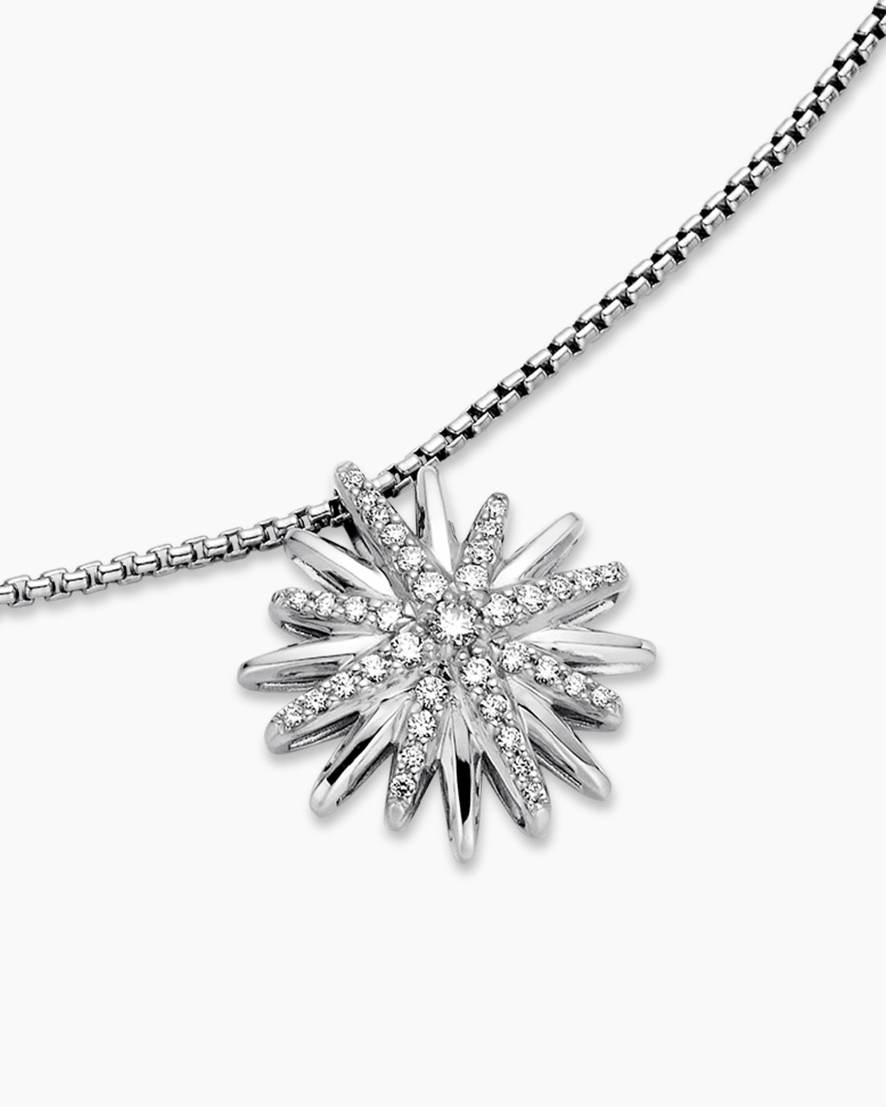 Starburst Pendant Necklace in Sterling Silver with Diamonds, 19mm - Image 5