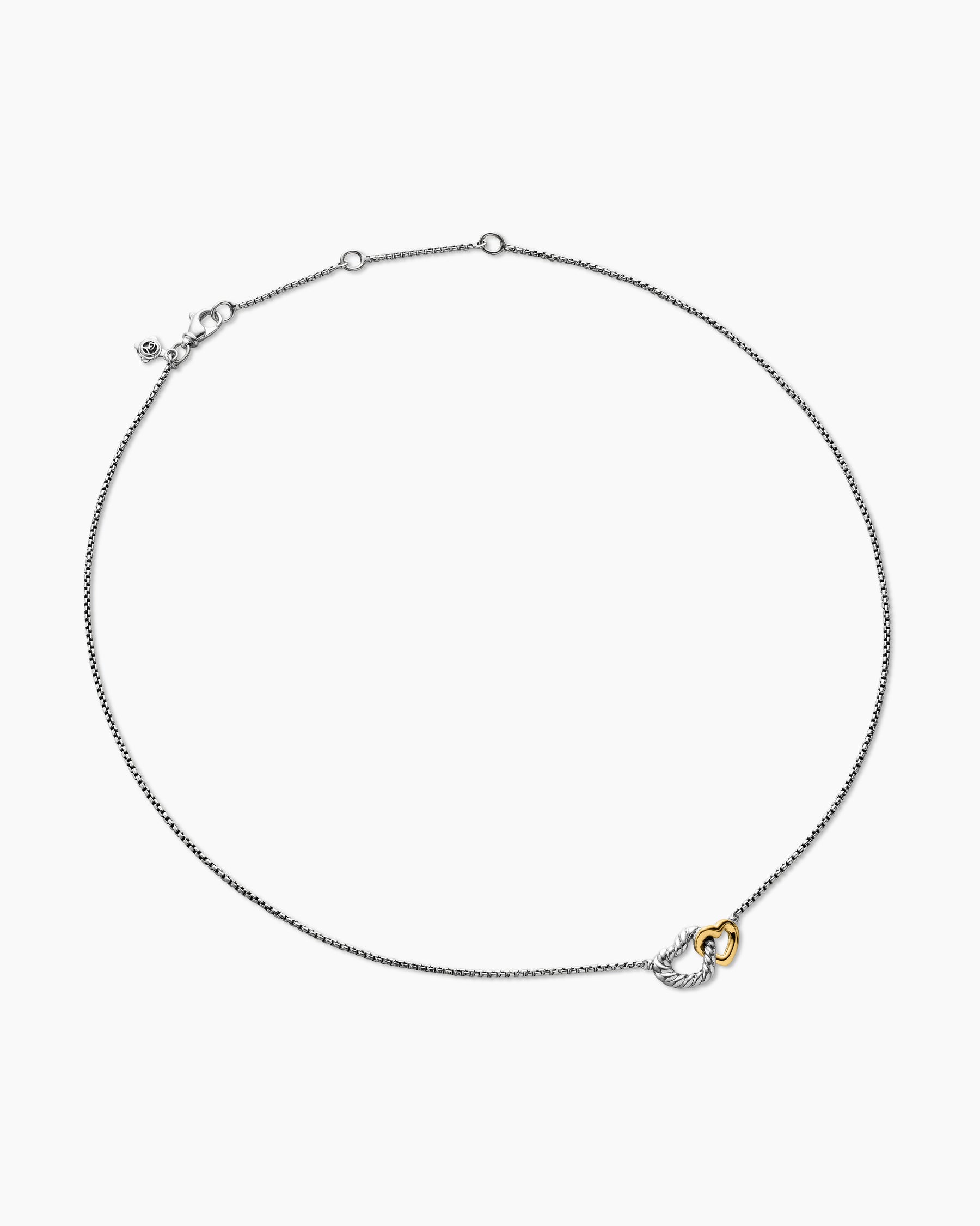 Cable Collectibles Interlocking Heart Necklace in Sterling Silver with 18K Yellow Gold, 16.4mm - Image 3