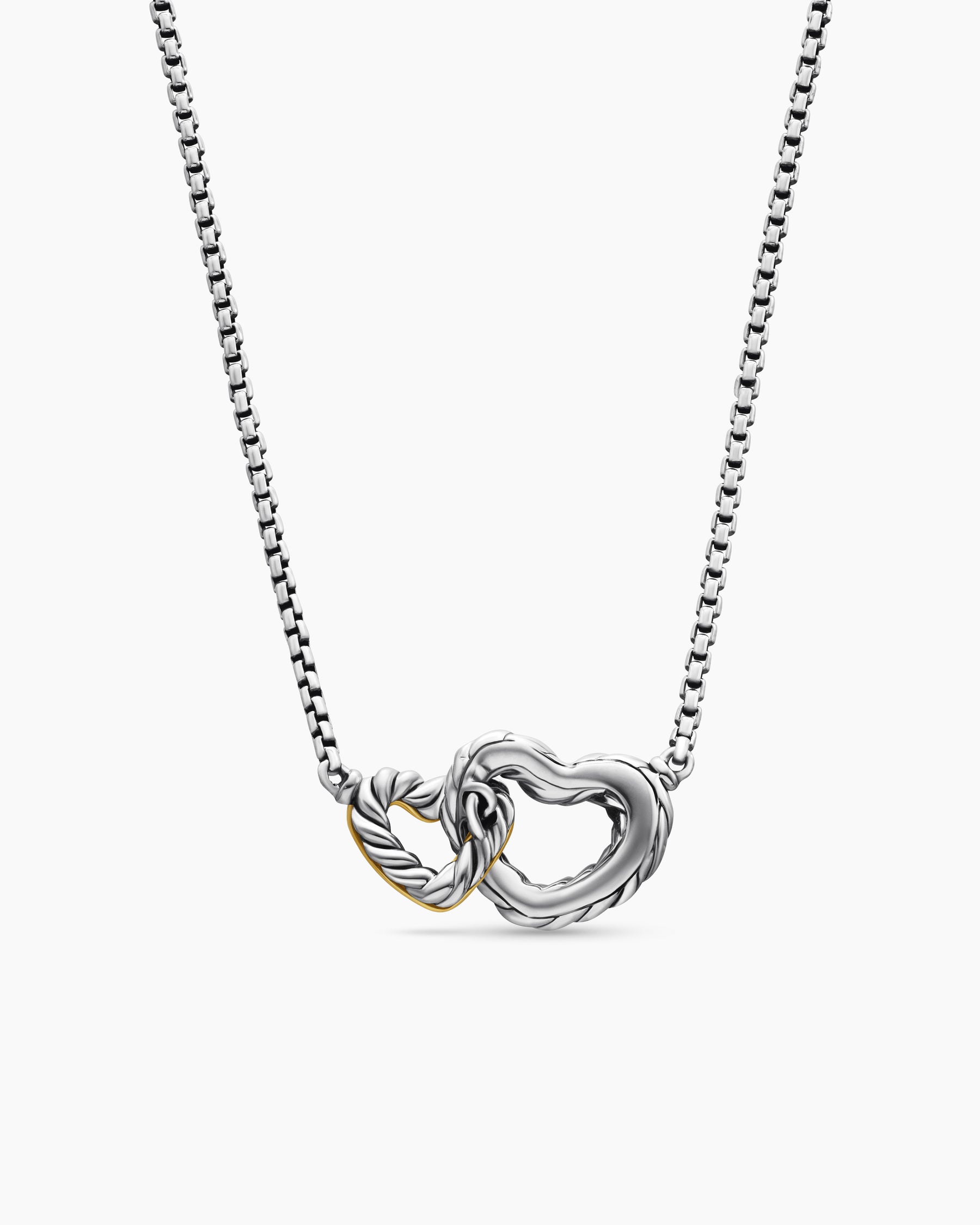 Cable Collectibles Interlocking Heart Necklace in Sterling Silver with 18K Yellow Gold, 16.4mm - Image 4