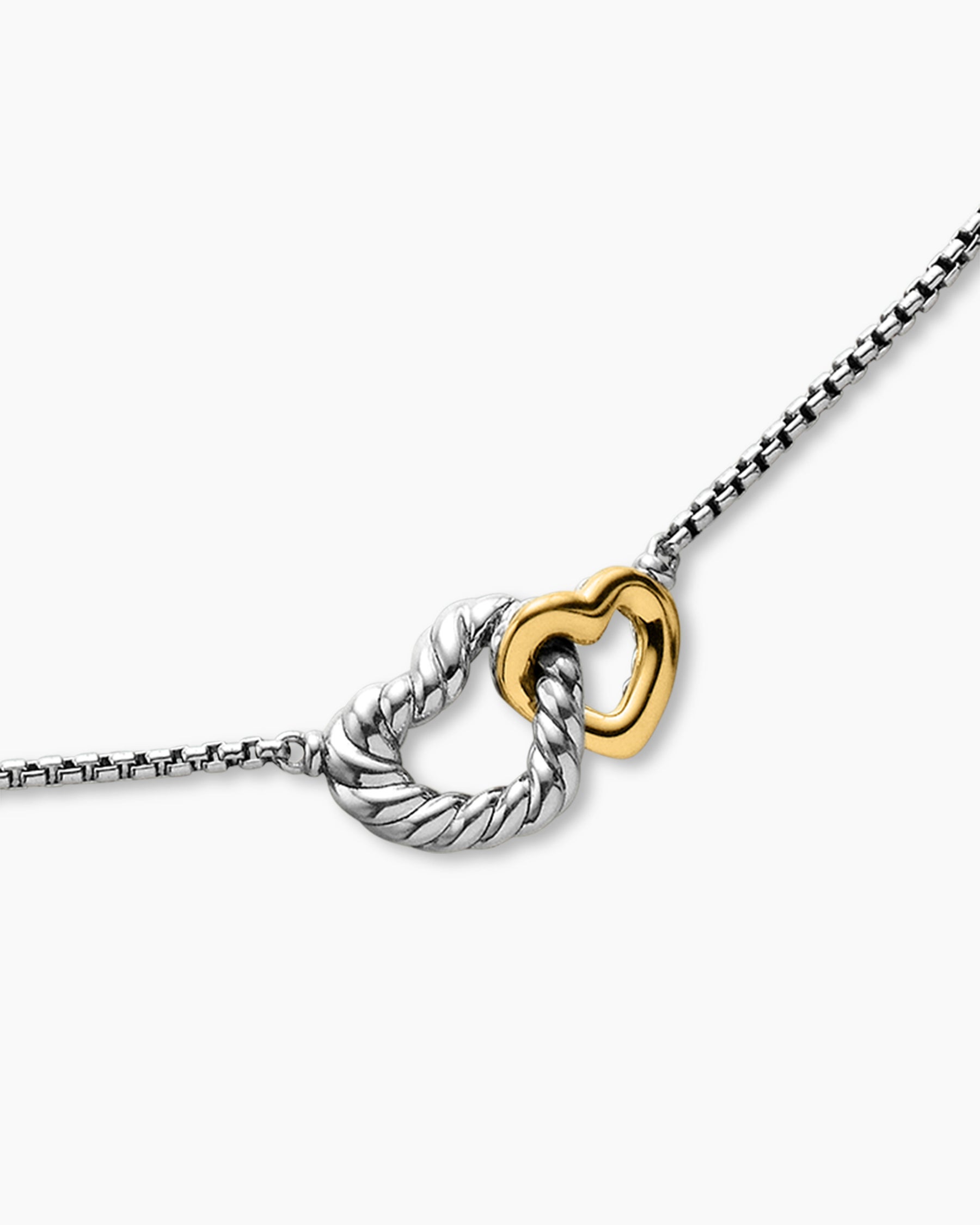 Cable Collectibles Interlocking Heart Necklace in Sterling Silver with 18K Yellow Gold, 16.4mm - Image 5