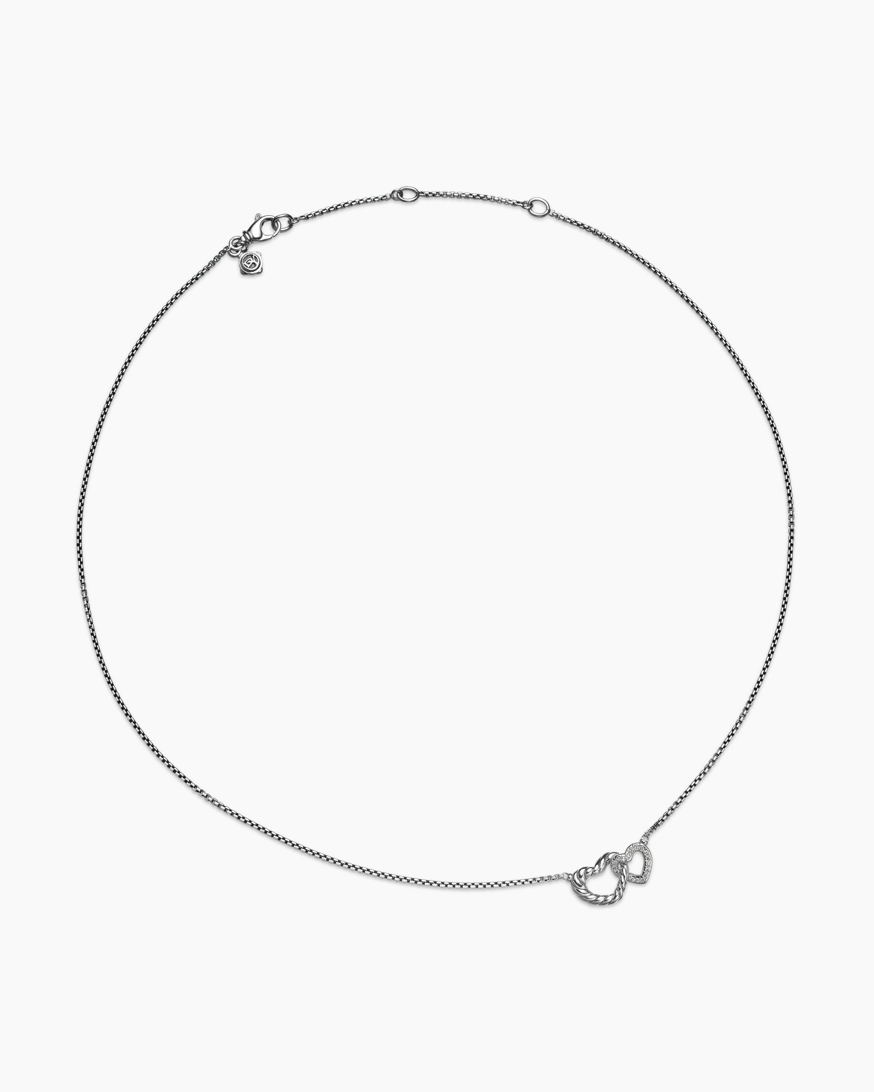 Cable Collectibles Interlocking Heart Necklace in Sterling Silver with Diamonds, 16.4mm - Image 3
