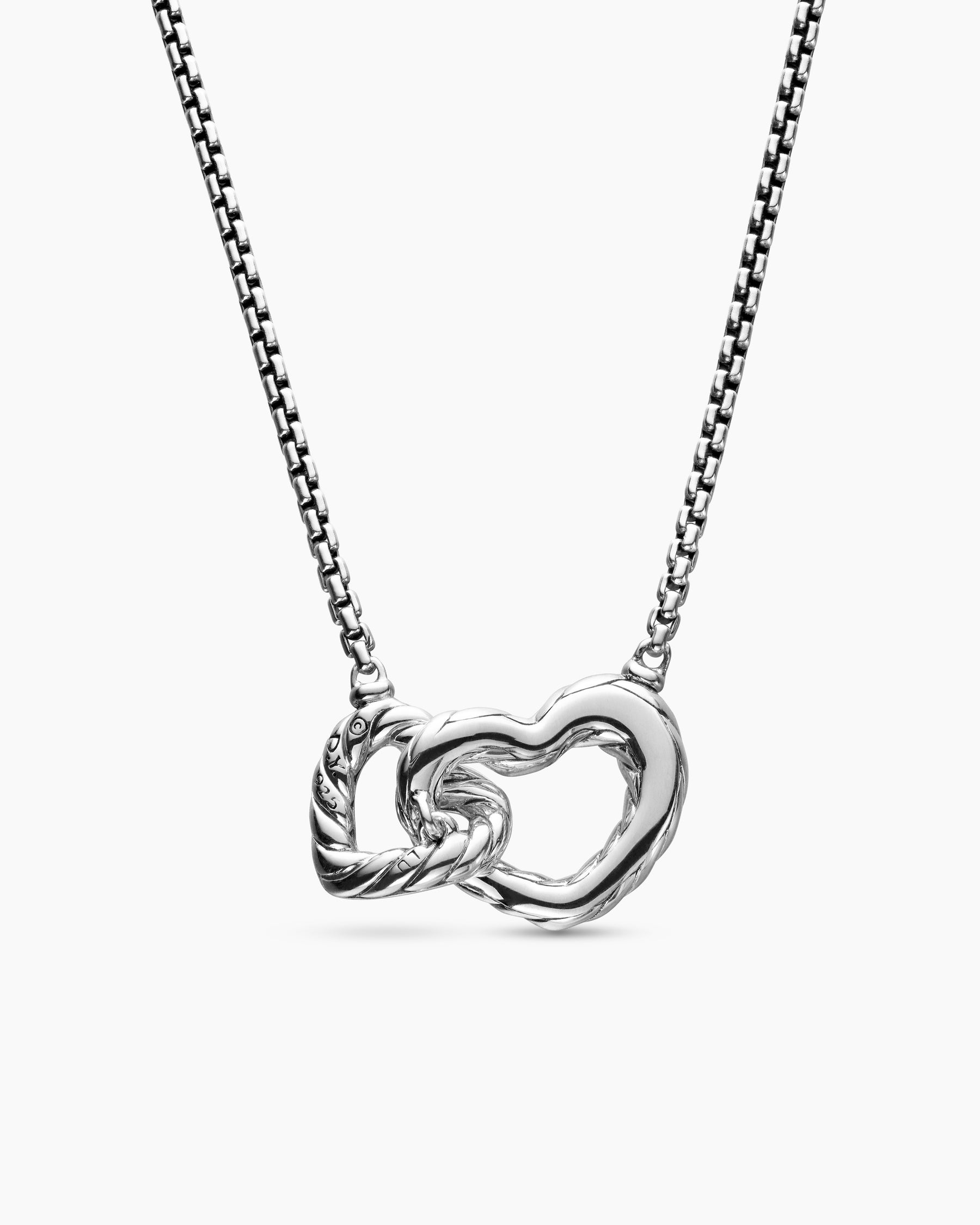 Cable Collectibles Interlocking Heart Necklace in Sterling Silver with Diamonds, 16.4mm - Image 4