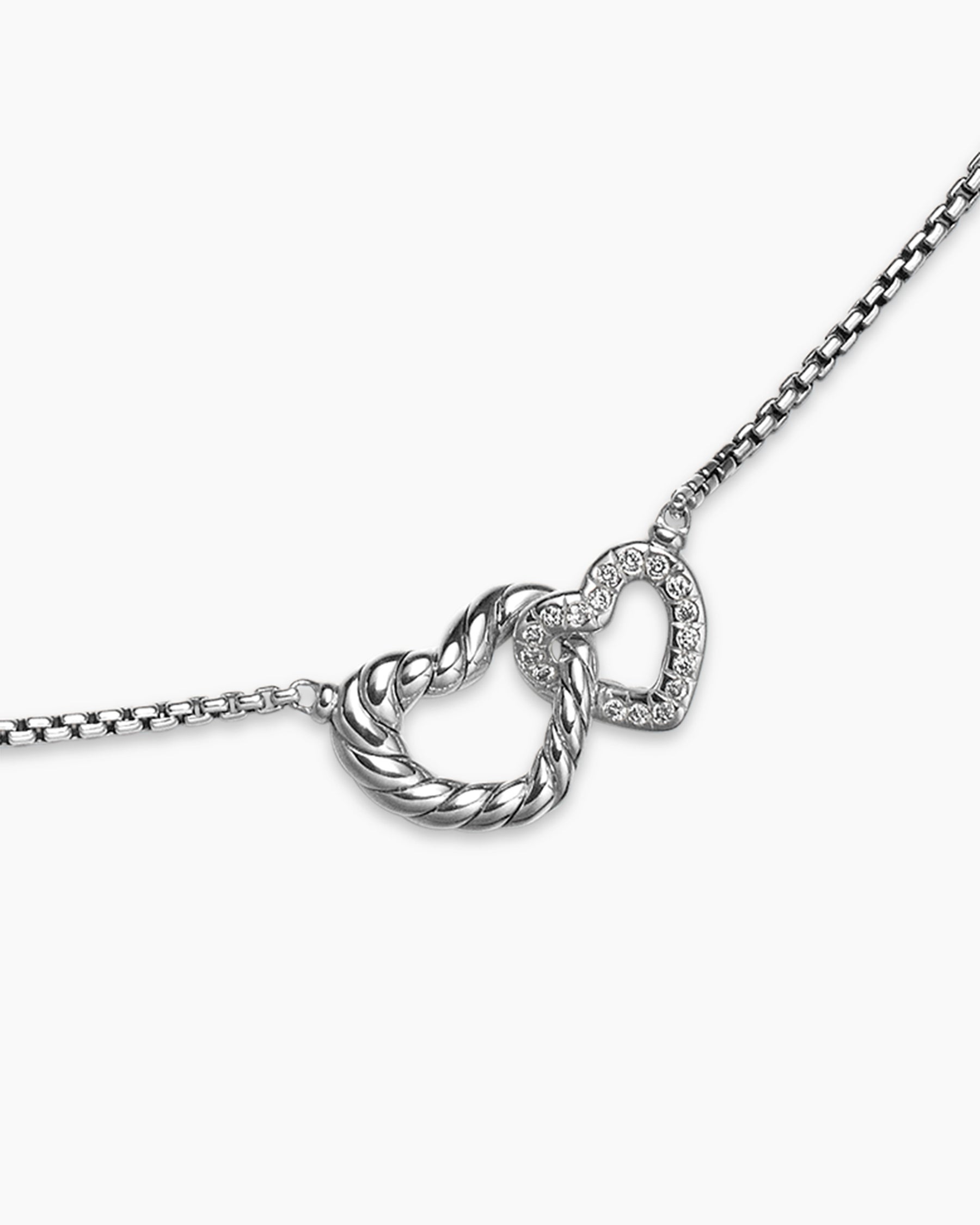 Cable Collectibles Interlocking Heart Necklace in Sterling Silver with Diamonds, 16.4mm - Image 5