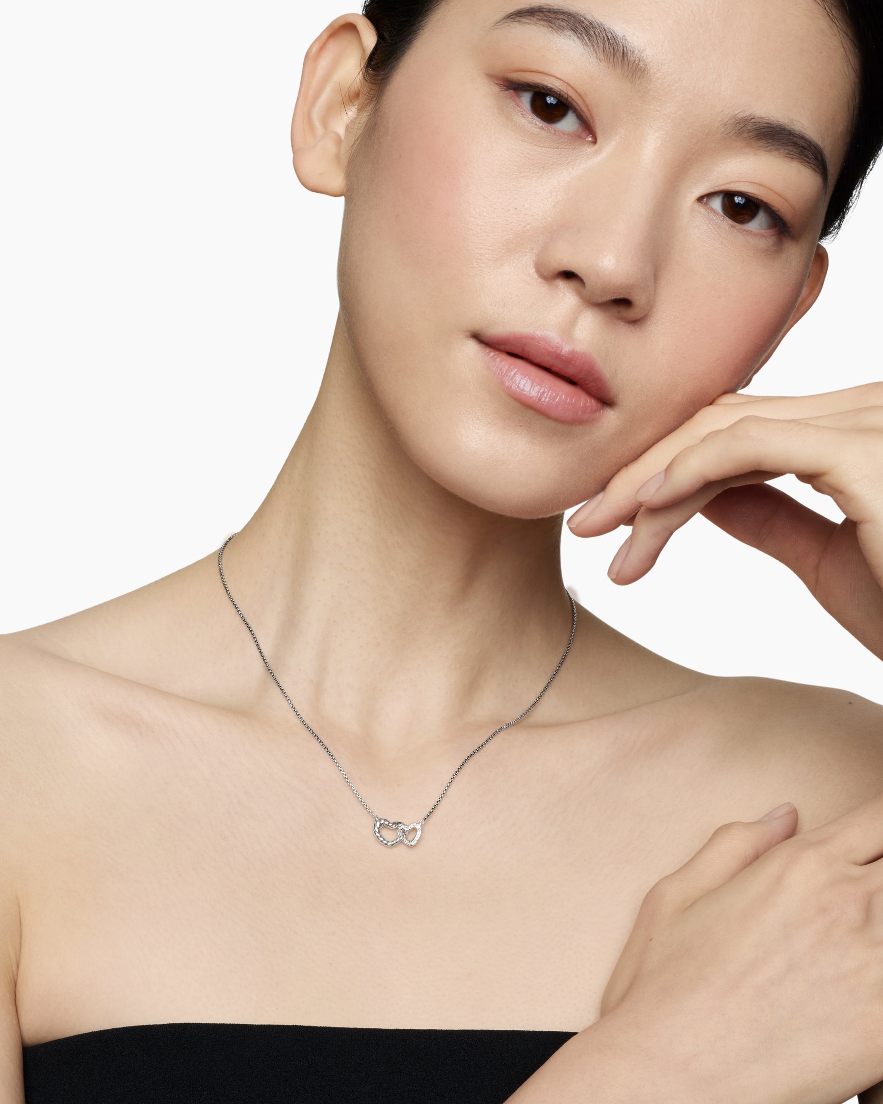 Cable Collectibles Interlocking Heart Necklace in Sterling Silver with Diamonds, 16.4mm - Image 6