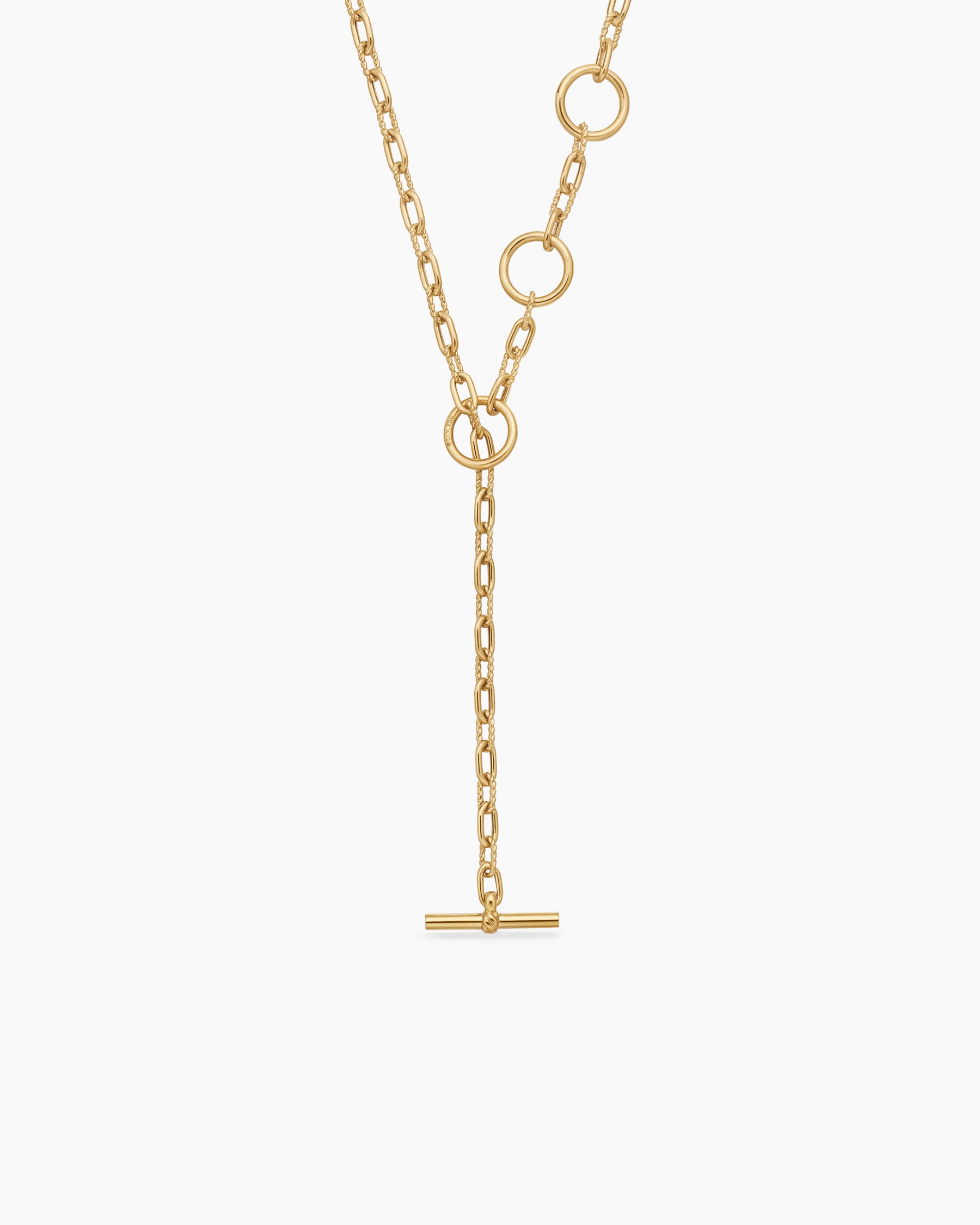 DY Madison Three Ring Chain Necklace in 18K Yellow Gold, 3mm - Image 4