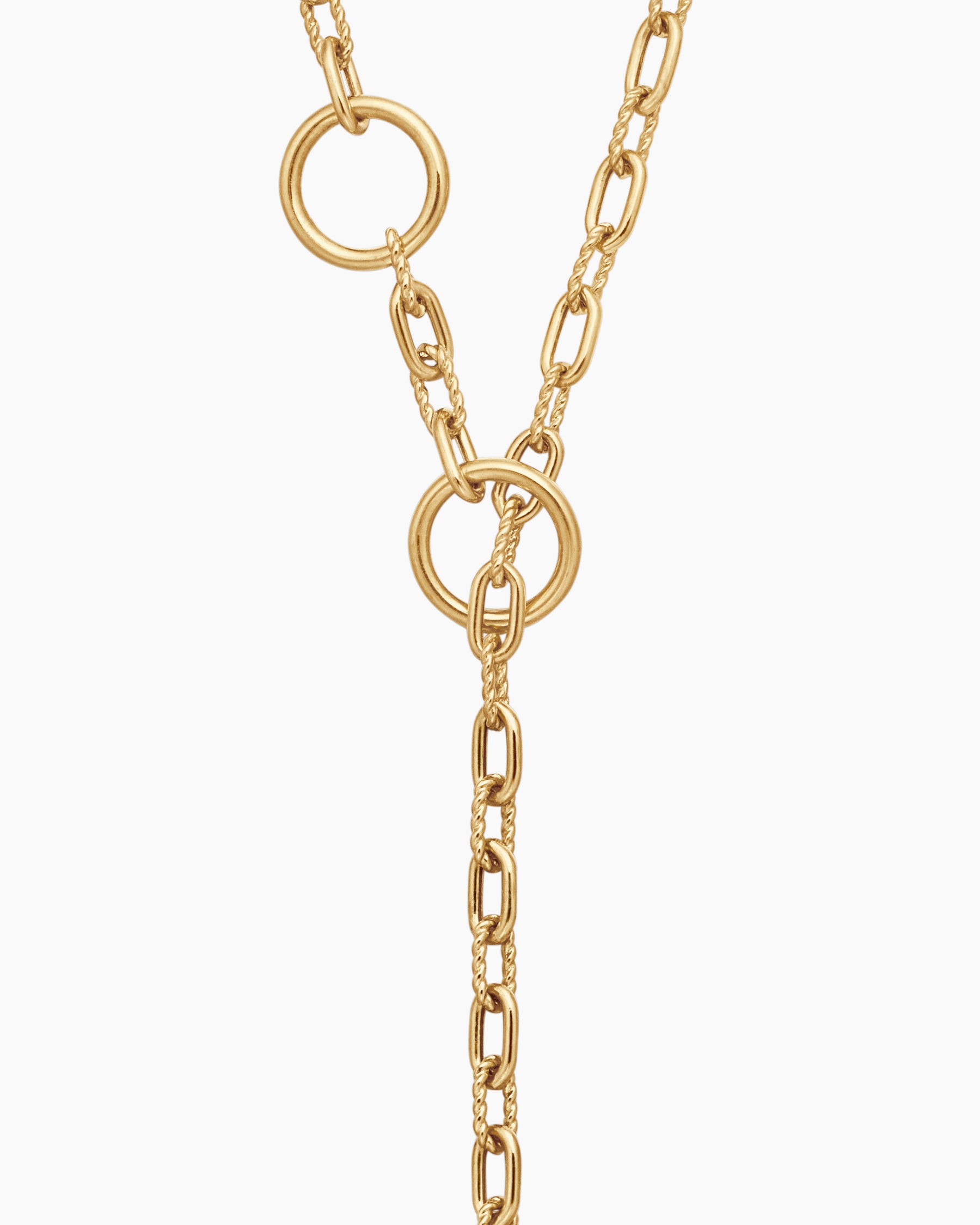DY Madison Three Ring Chain Necklace in 18K Yellow Gold, 3mm - Image 5