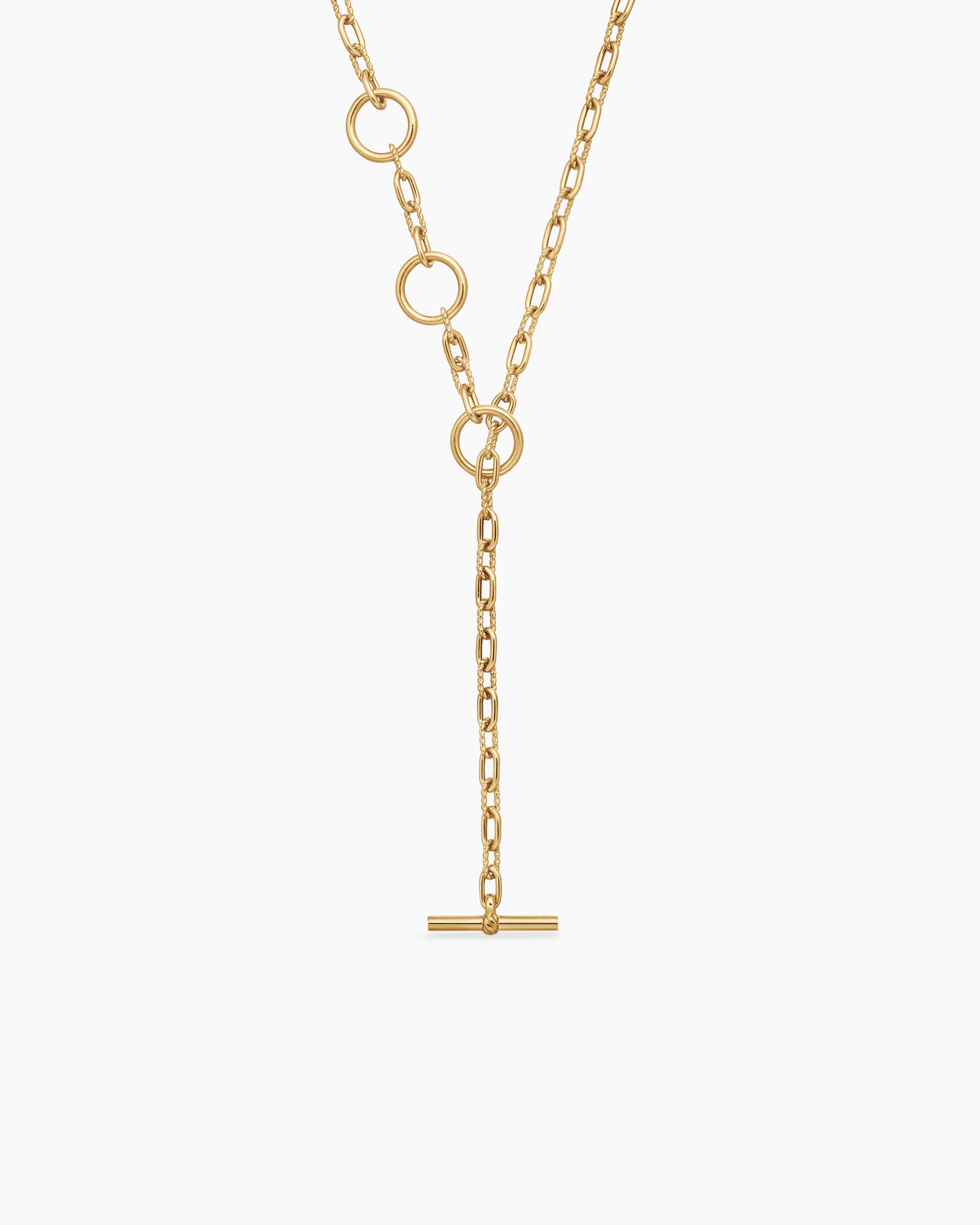 DY Madison Three Ring Chain Necklace in 18K Yellow Gold, 3mm