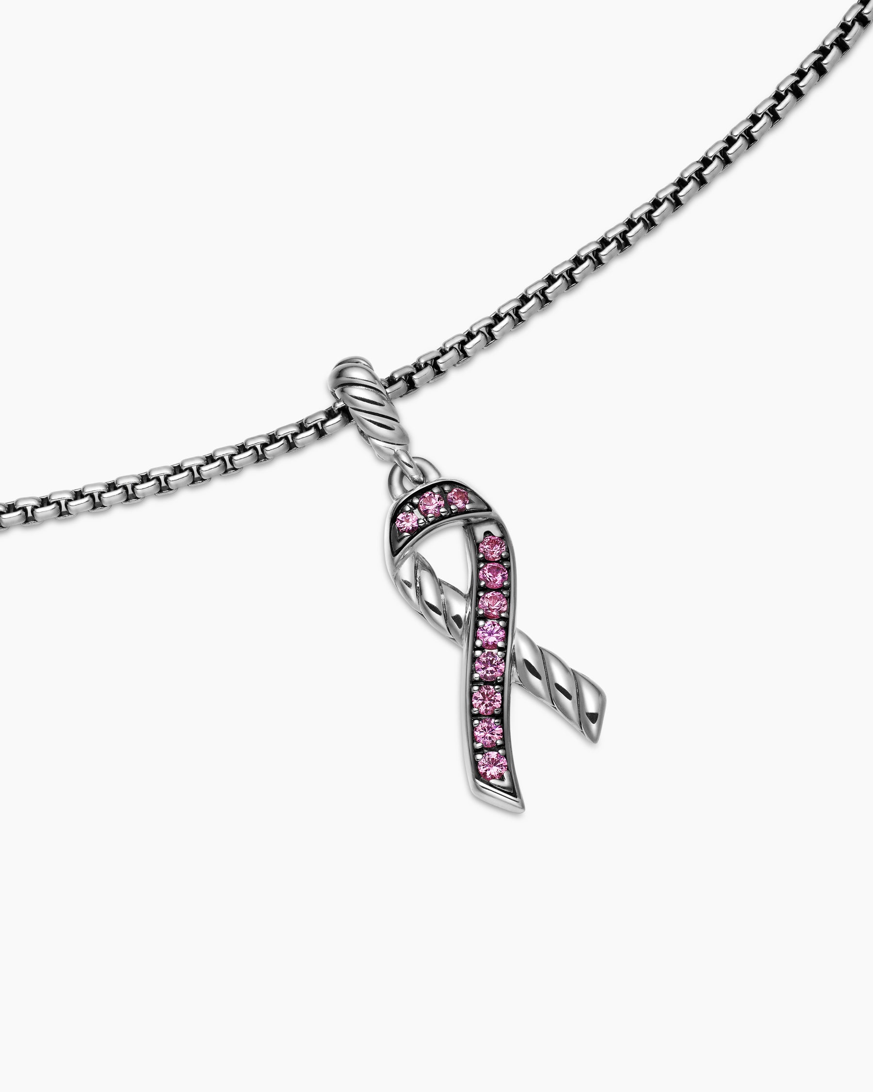 Cable Collectibles Ribbon Necklace in Sterling Silver with Pink Sapphires, 24.4mm - Image 5