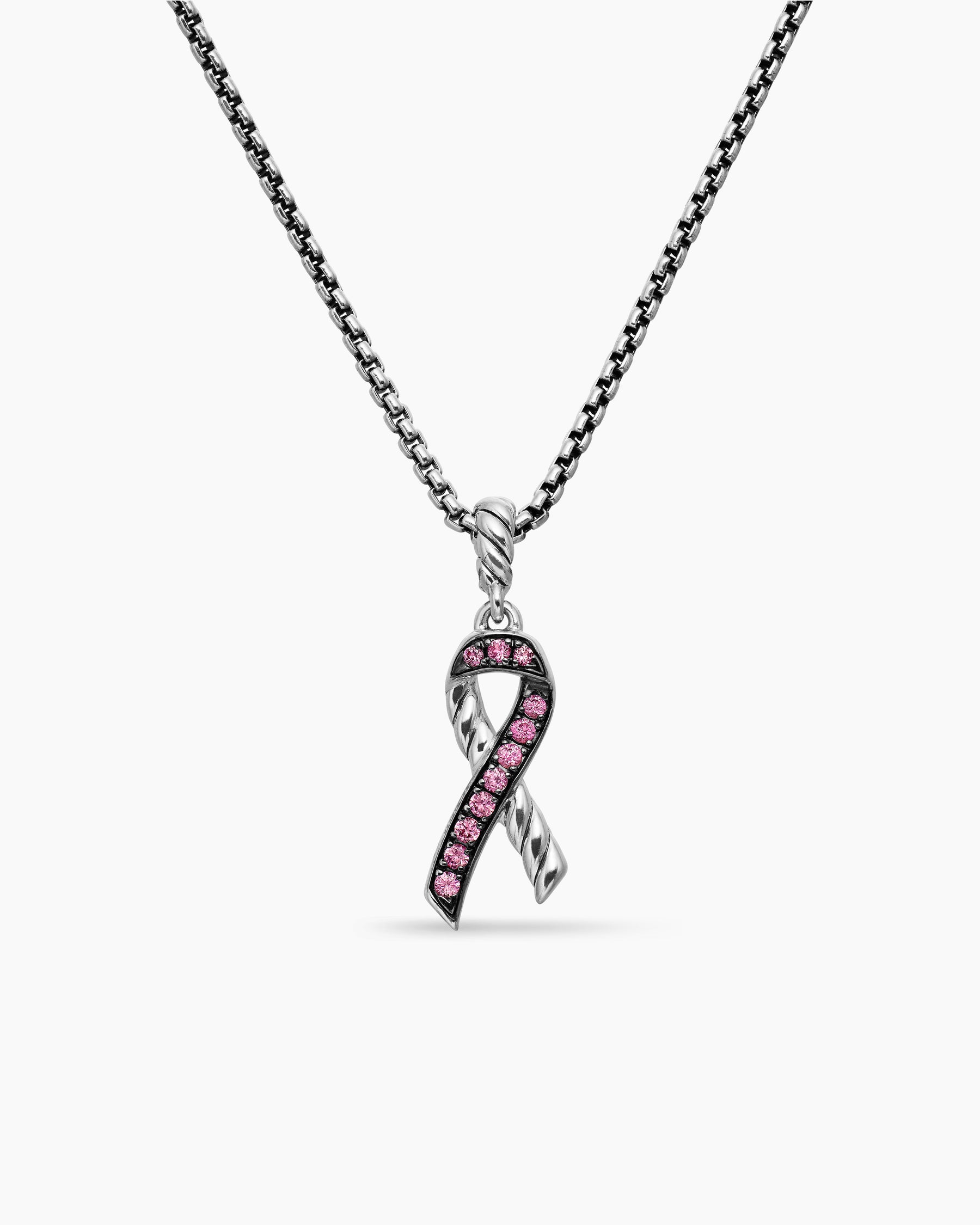 Cable Collectibles Ribbon Necklace in Sterling Silver with Pink Sapphires, 24.4mm