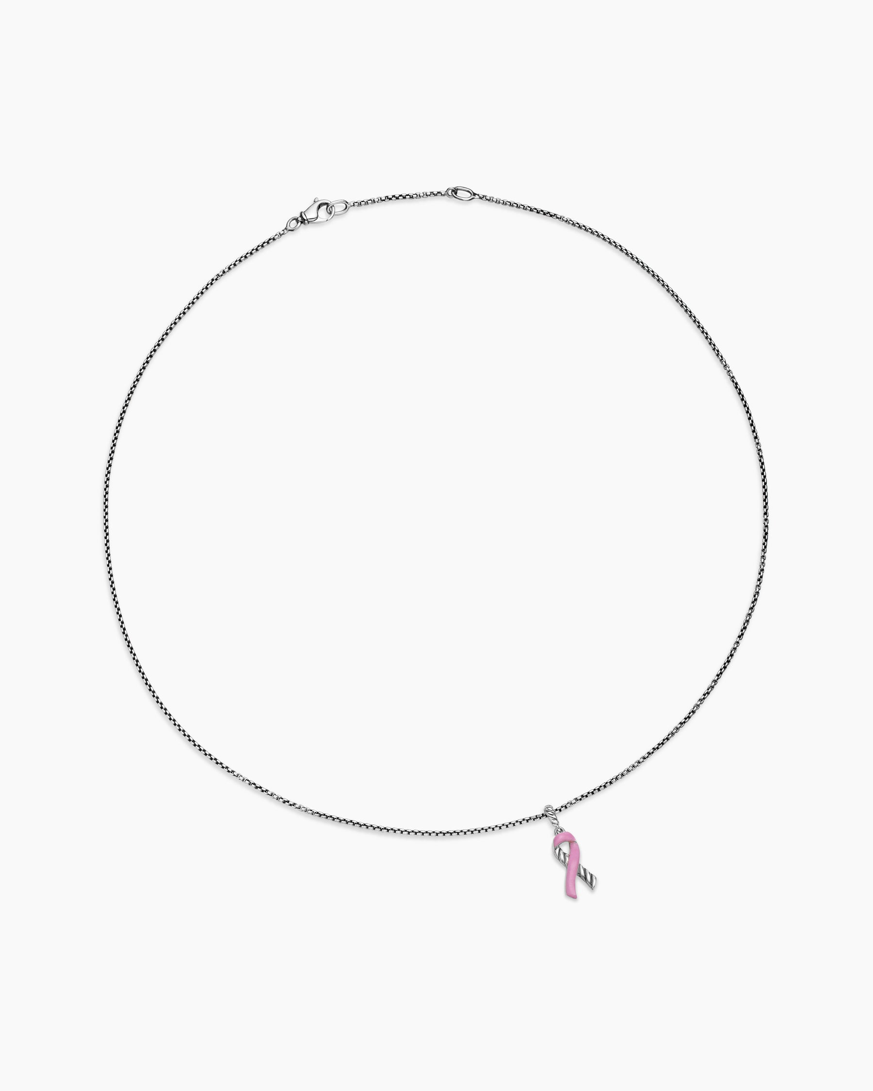 Cable Collectibles Ribbon Necklace in Sterling Silver with Pink Enamel, 24.4mm - Image 3
