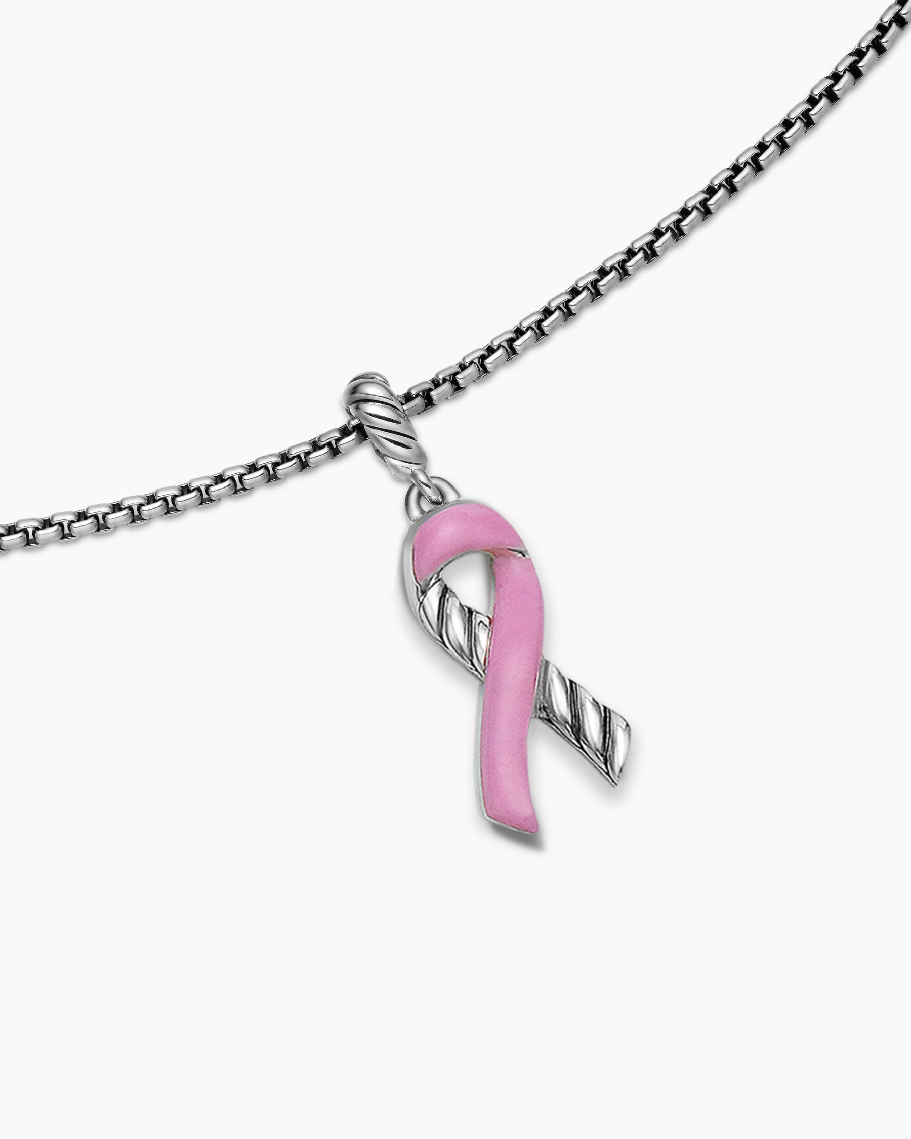 Cable Collectibles Ribbon Necklace in Sterling Silver with Pink Enamel, 24.4mm - Image 5