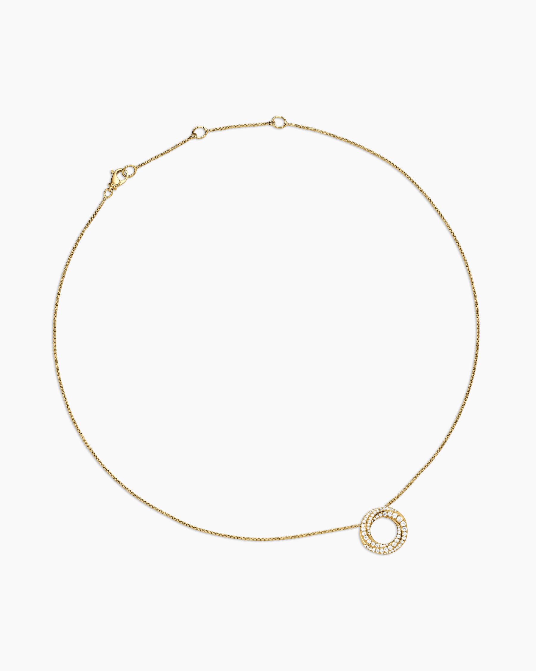 Petite Pavé Crossover Pendant Necklace in 18K Yellow Gold with Diamonds, 15.5mm - Image 3