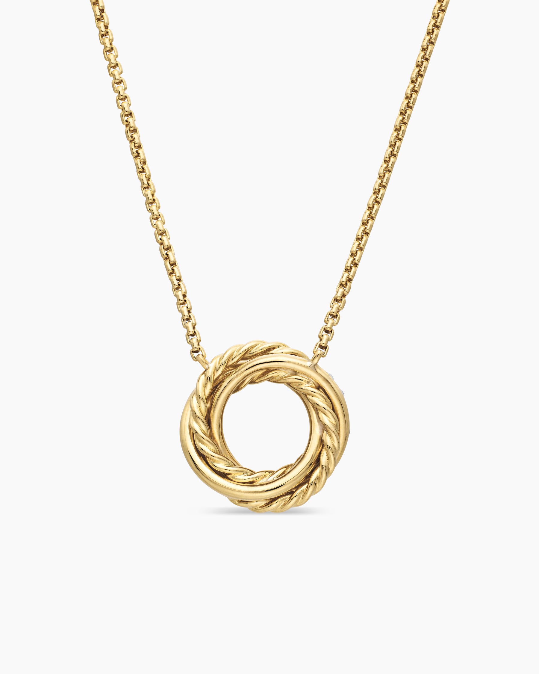 Petite Pavé Crossover Pendant Necklace in 18K Yellow Gold with Diamonds, 15.5mm - Image 4