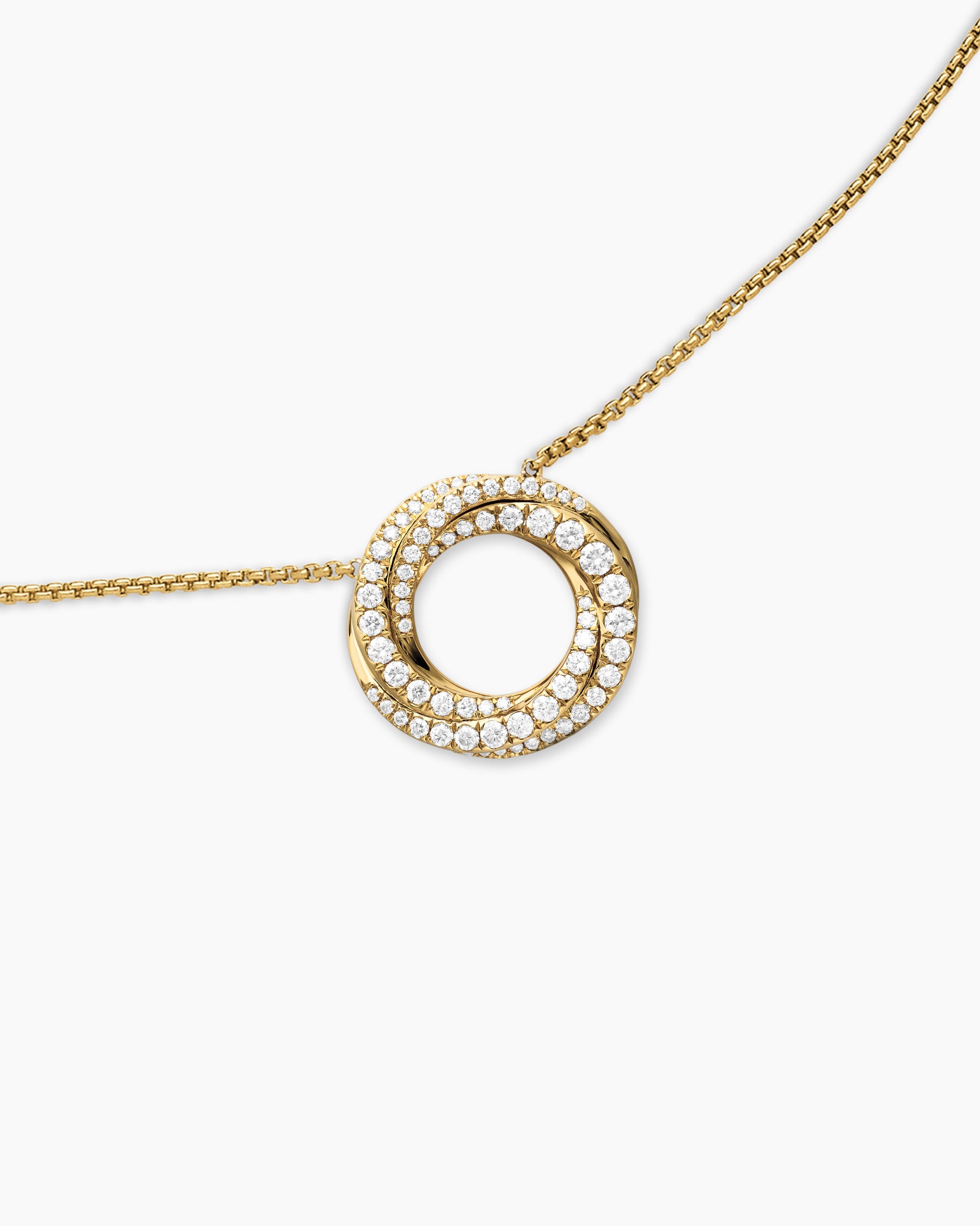Petite Pavé Crossover Pendant Necklace in 18K Yellow Gold with Diamonds, 15.5mm - Image 5