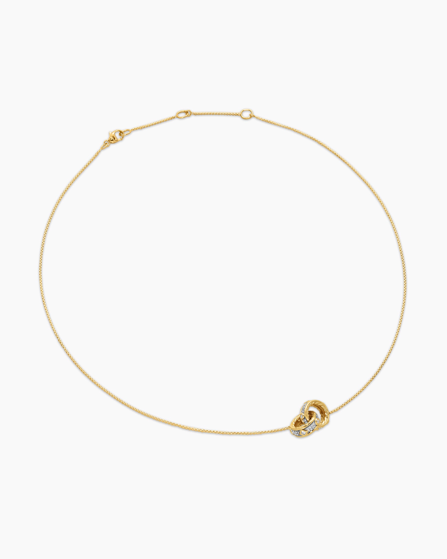 Modern Renaissance Double Pendant Necklace in 18K Yellow Gold with Diamonds, 16.4mm - Image 3
