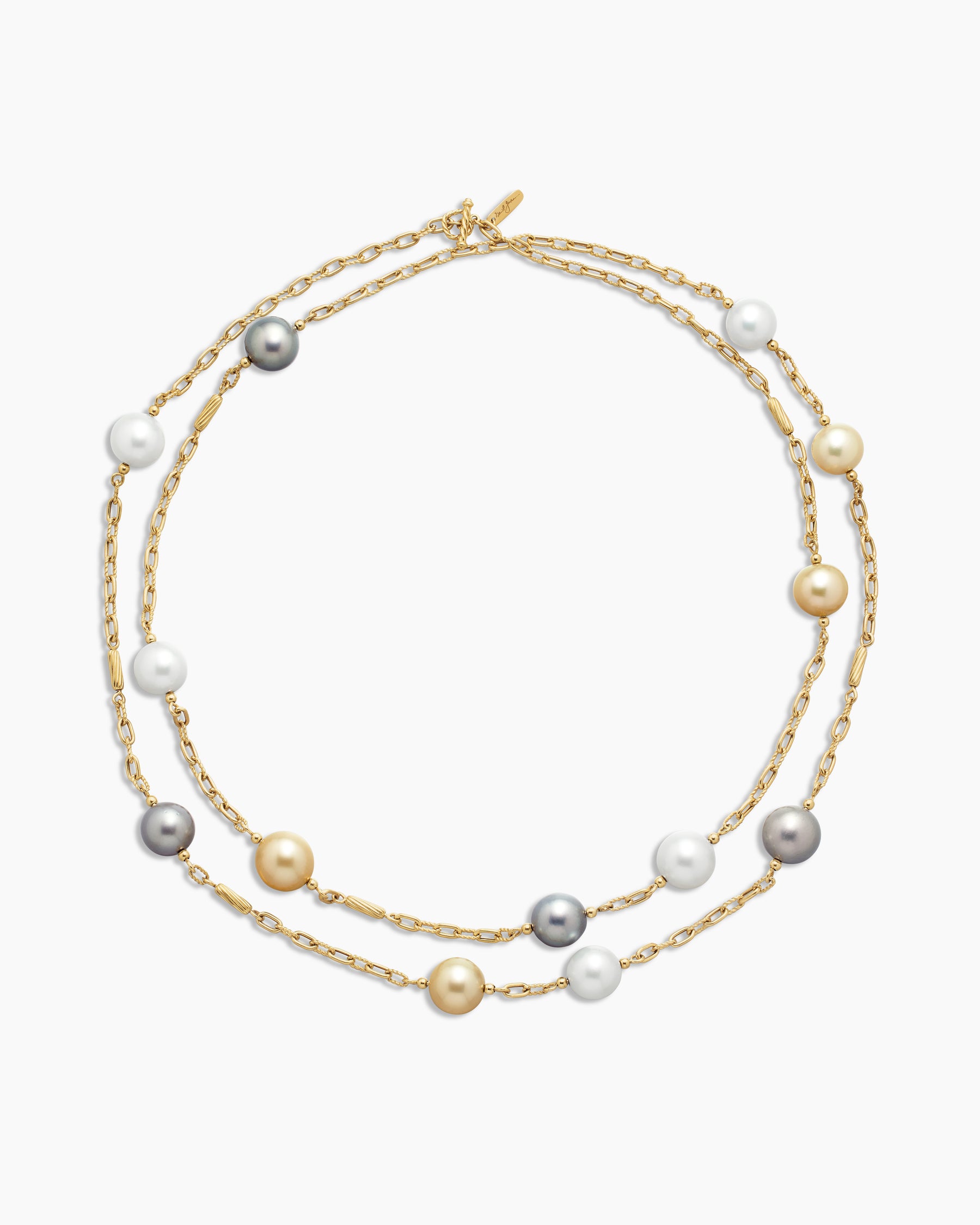 DY Madison Color Pearl Necklace in 18K Yellow Gold with Pearls, 6.2mm - Image 4