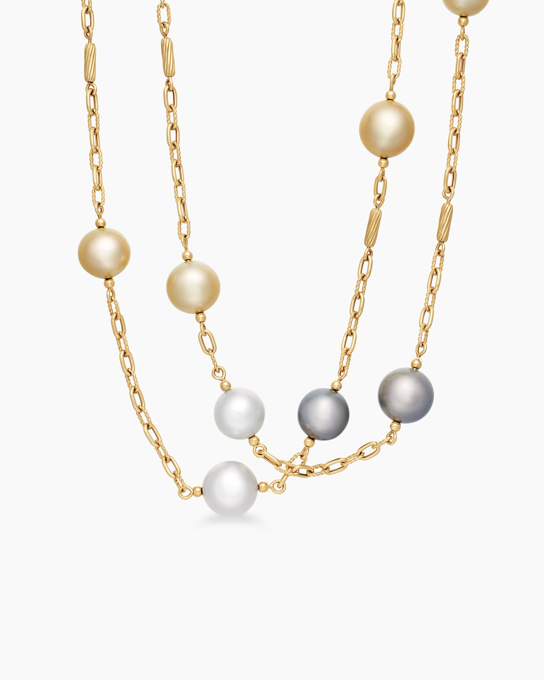 DY Madison Color Pearl Necklace in 18K Yellow Gold with Pearls, 6.2mm