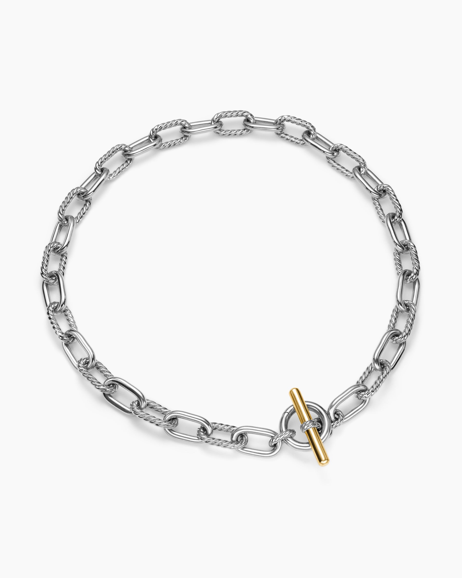 DY Madison Toggle Chain Necklace in Sterling Silver with 18K Yellow Gold, 11mm - Image 3
