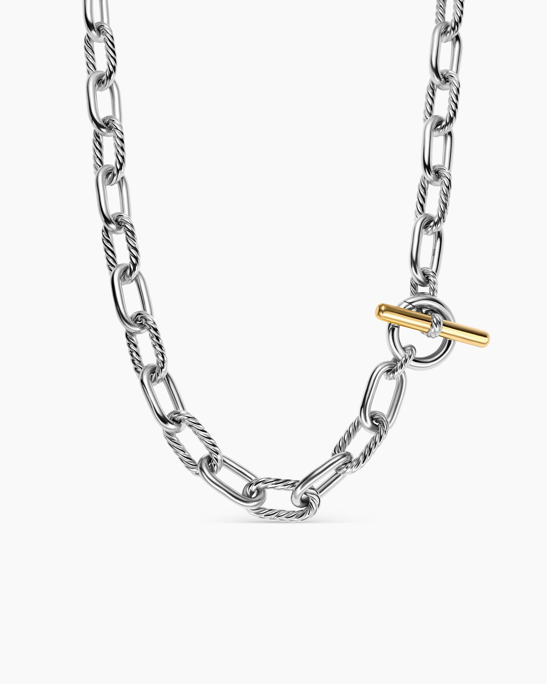 DY Madison Toggle Chain Necklace in Sterling Silver with 18K Yellow Gold, 11mm