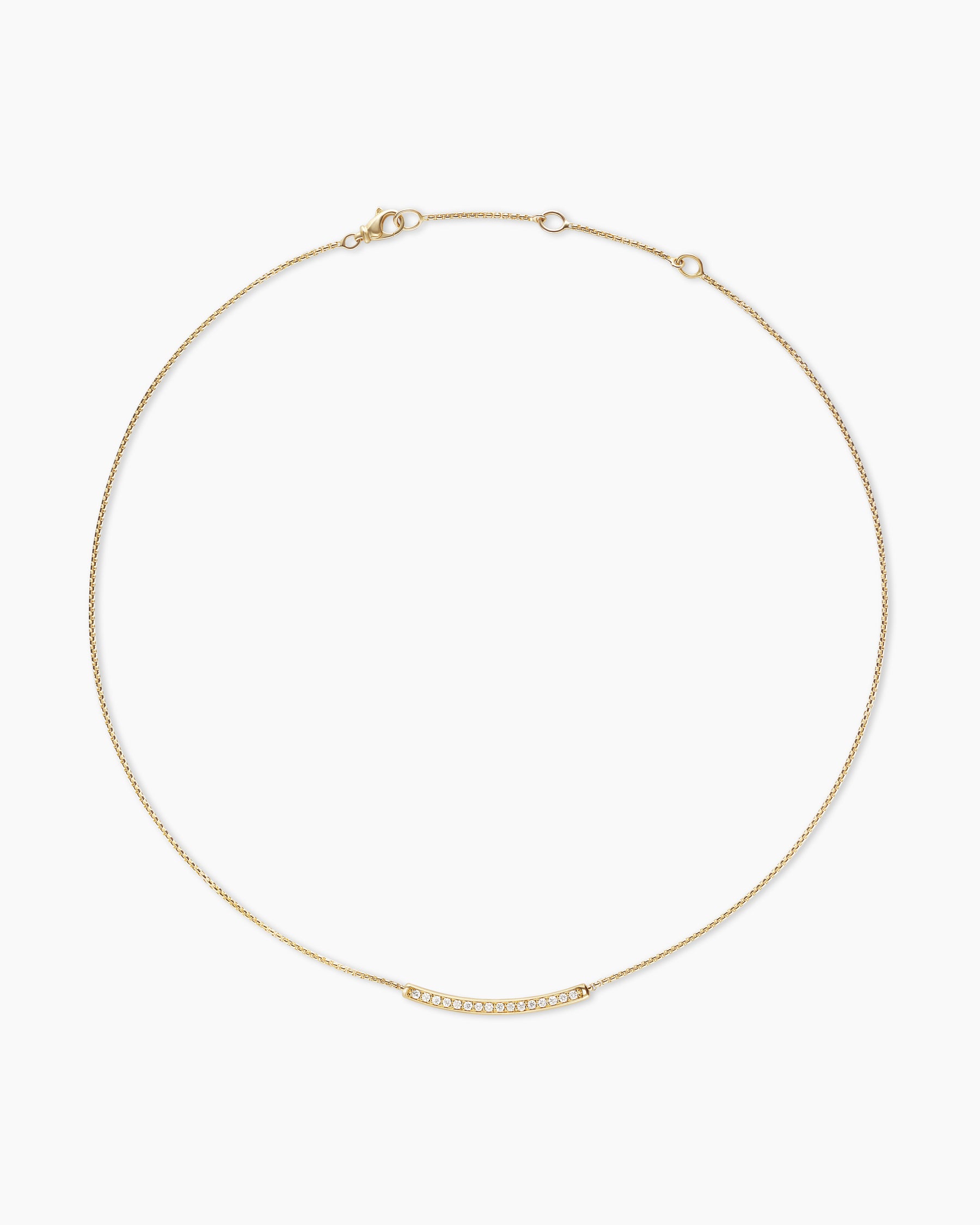 Petite Pavé Bar Necklace in 18K Yellow Gold with Diamonds, 1.25mm - Image 3