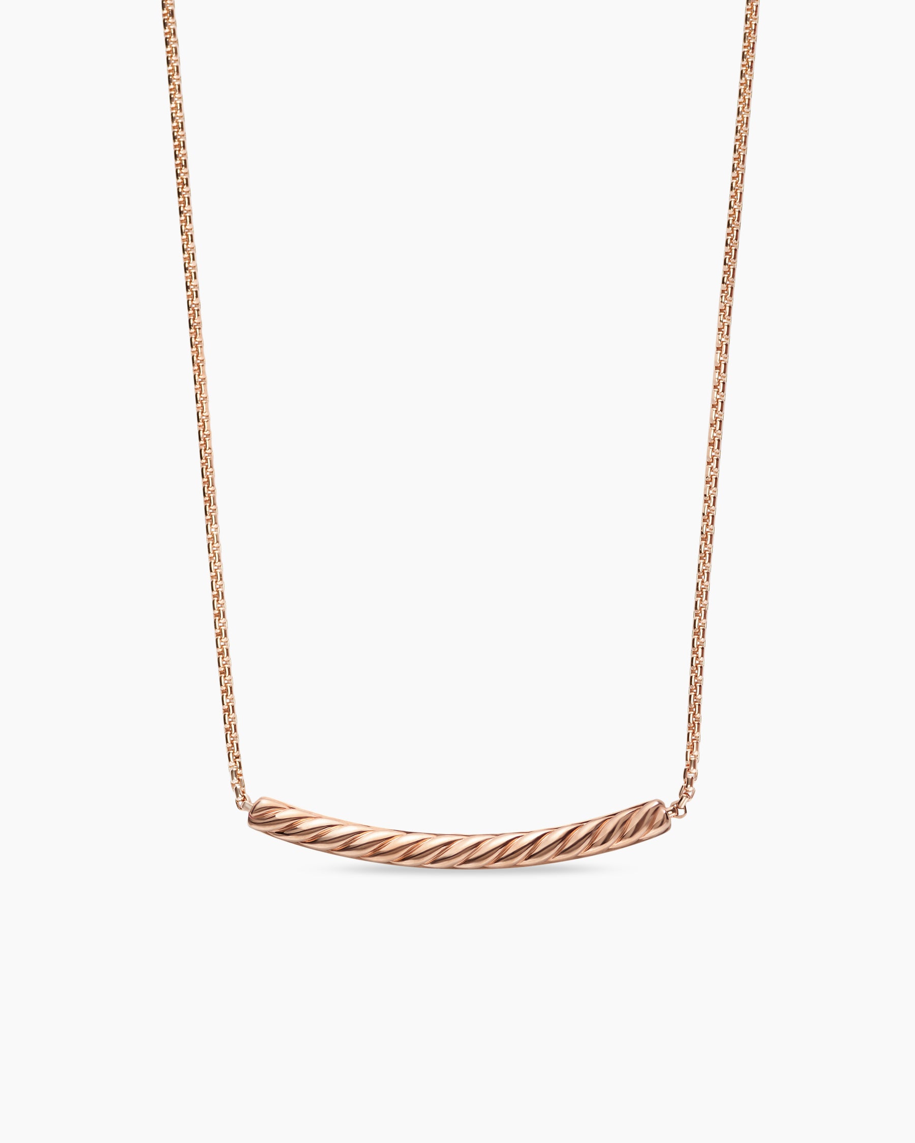 Petite Pavé Bar Necklace in 18K Rose Gold with Cognac Diamonds, 1.25mm - Image 4