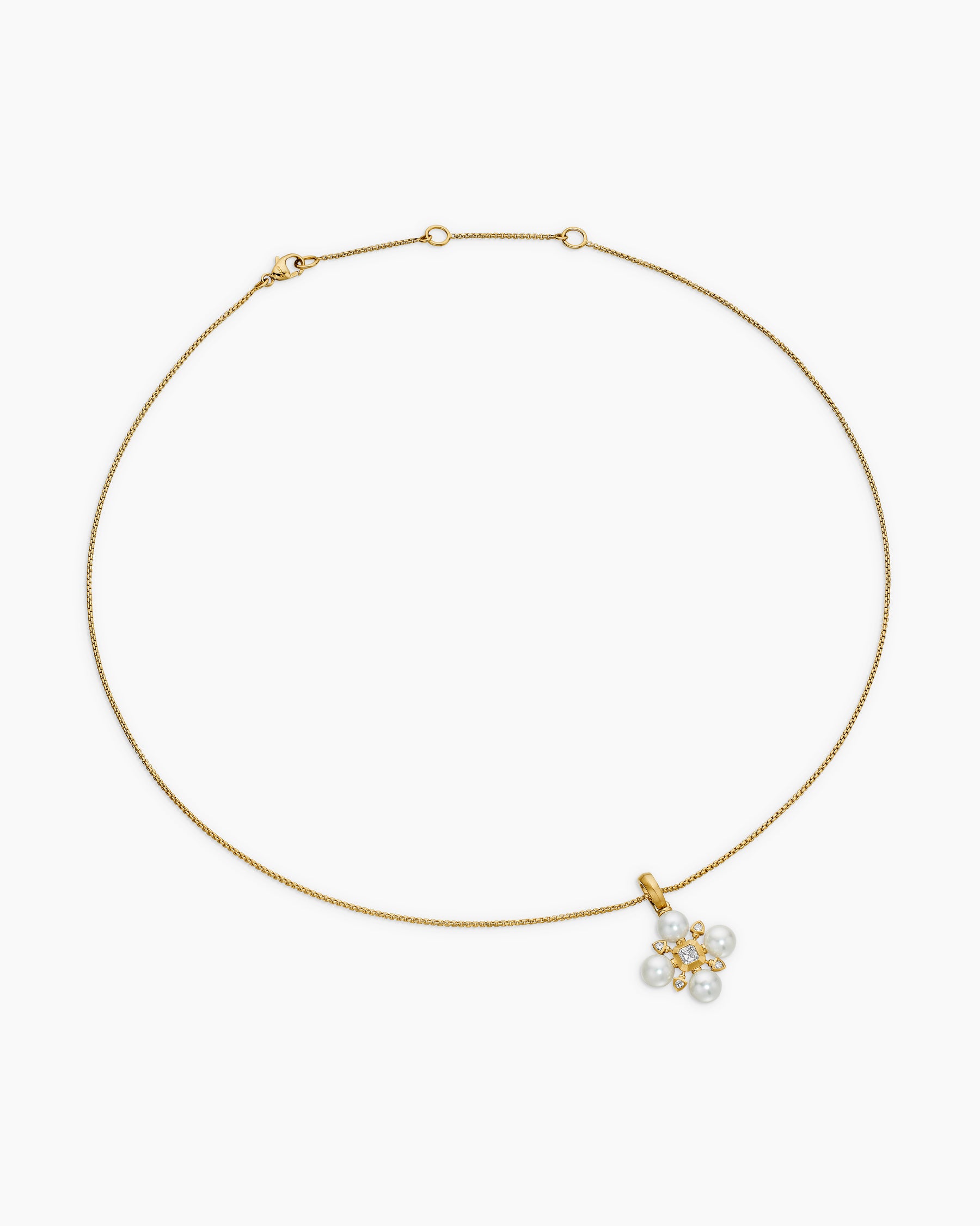 Renaissance Pearl Necklace in 18K Yellow Gold with Pearls and Diamonds, 20mm - Image 3