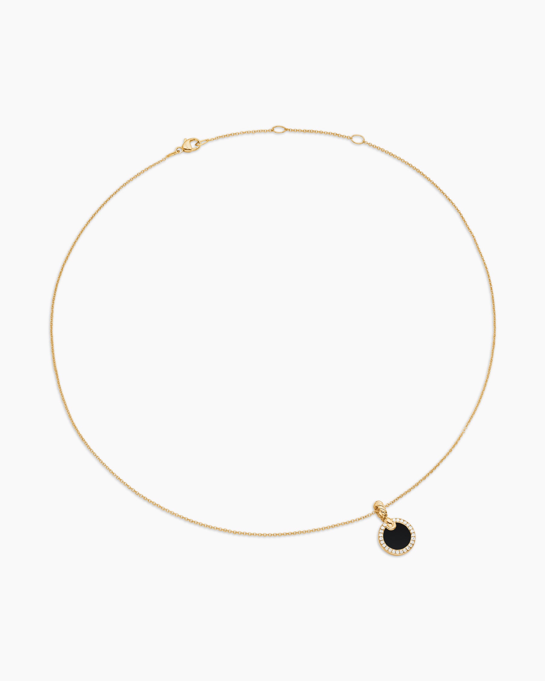 Petite DY Elements Pendant Necklace in 18K Yellow Gold with Black Onyx and Diamonds, 17.8mm - Image 3