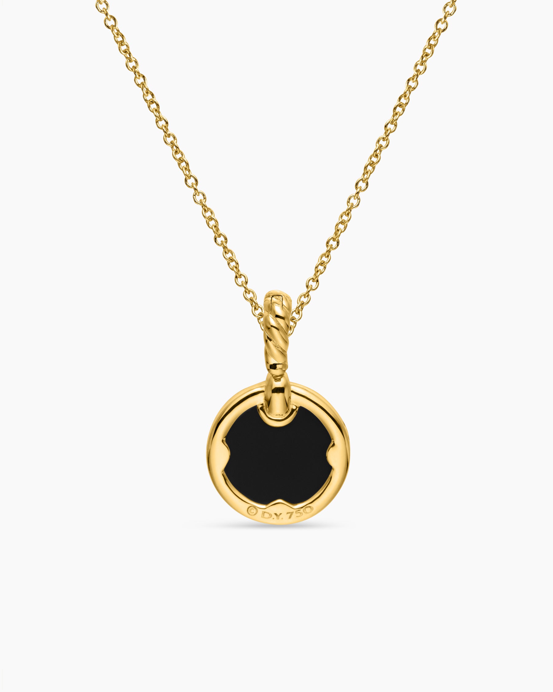 Petite DY Elements Pendant Necklace in 18K Yellow Gold with Black Onyx and Diamonds, 17.8mm - Image 4