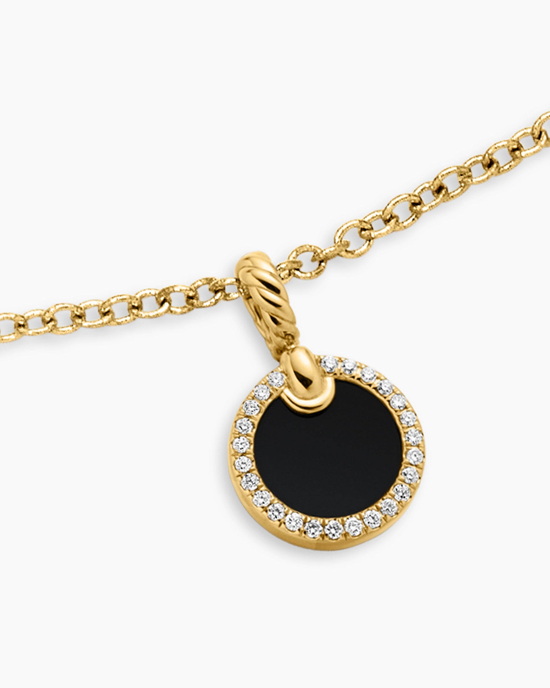 Petite DY Elements Pendant Necklace in 18K Yellow Gold with Black Onyx and Diamonds, 17.8mm - Image 5