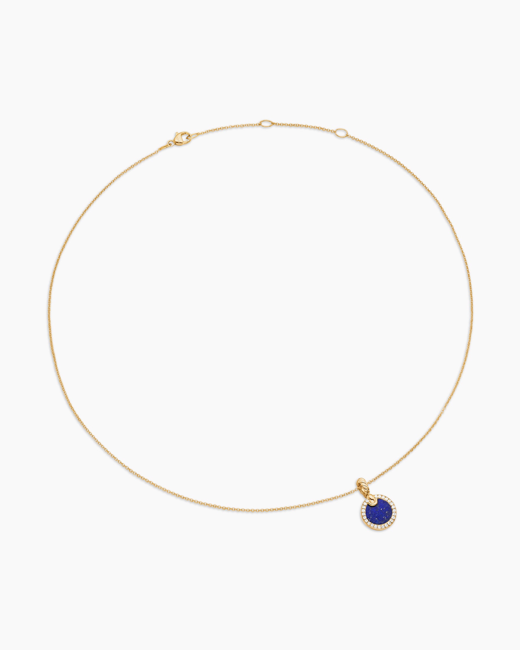 Petite DY Elements Pendant Necklace in 18K Yellow Gold with Lapis and Diamonds, 17.8mm - Image 3