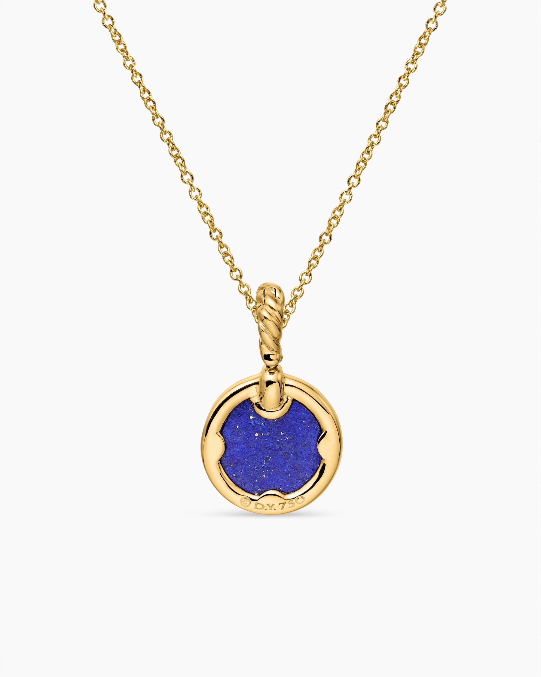 Petite DY Elements Pendant Necklace in 18K Yellow Gold with Lapis and Diamonds, 17.8mm - Image 4