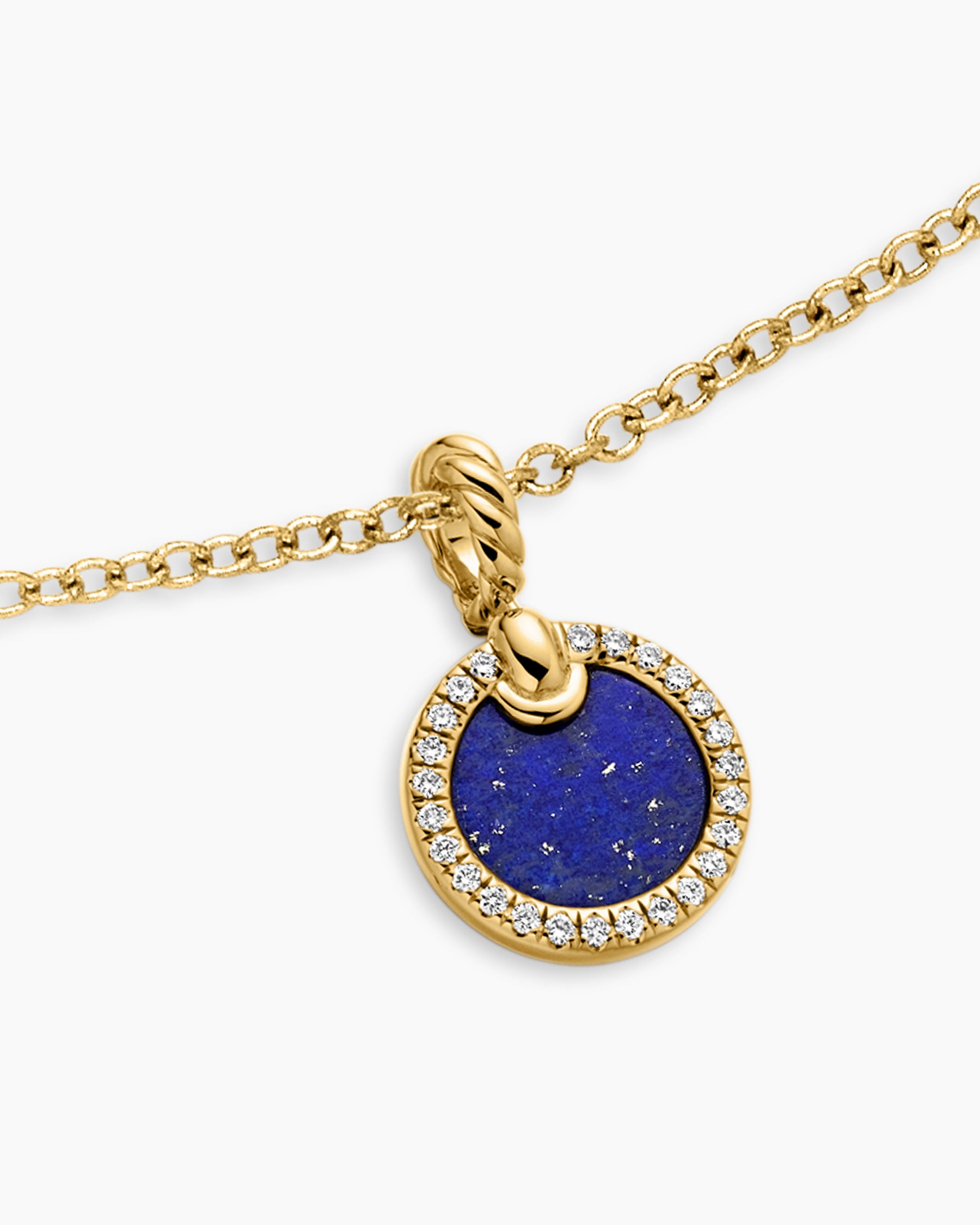 Petite DY Elements Pendant Necklace in 18K Yellow Gold with Lapis and Diamonds, 17.8mm - Image 5