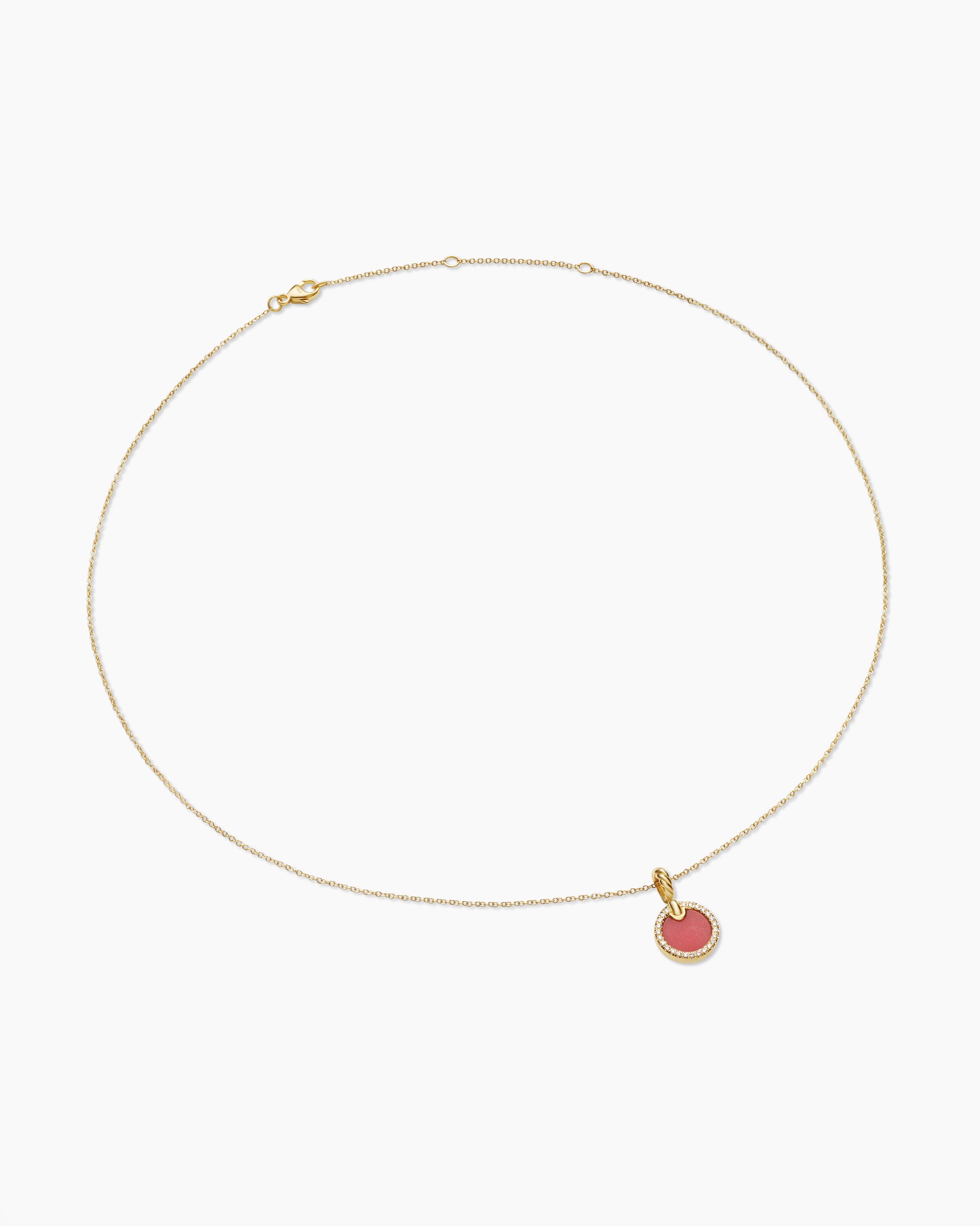 Petite DY Elements Pendant Necklace in 18K Yellow Gold with Rhodonite and Diamonds, 17.8mm - Image 3