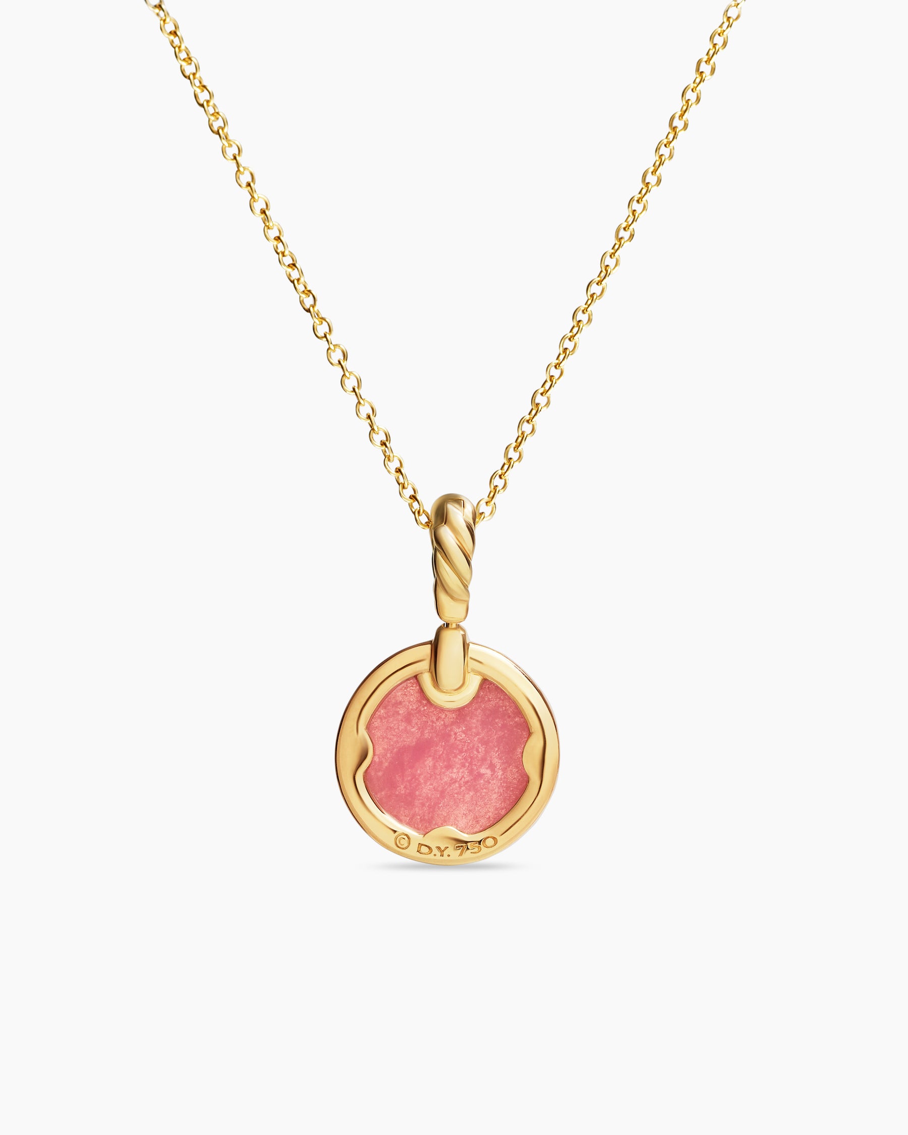Petite DY Elements Pendant Necklace in 18K Yellow Gold with Rhodonite and Diamonds, 17.8mm - Image 4